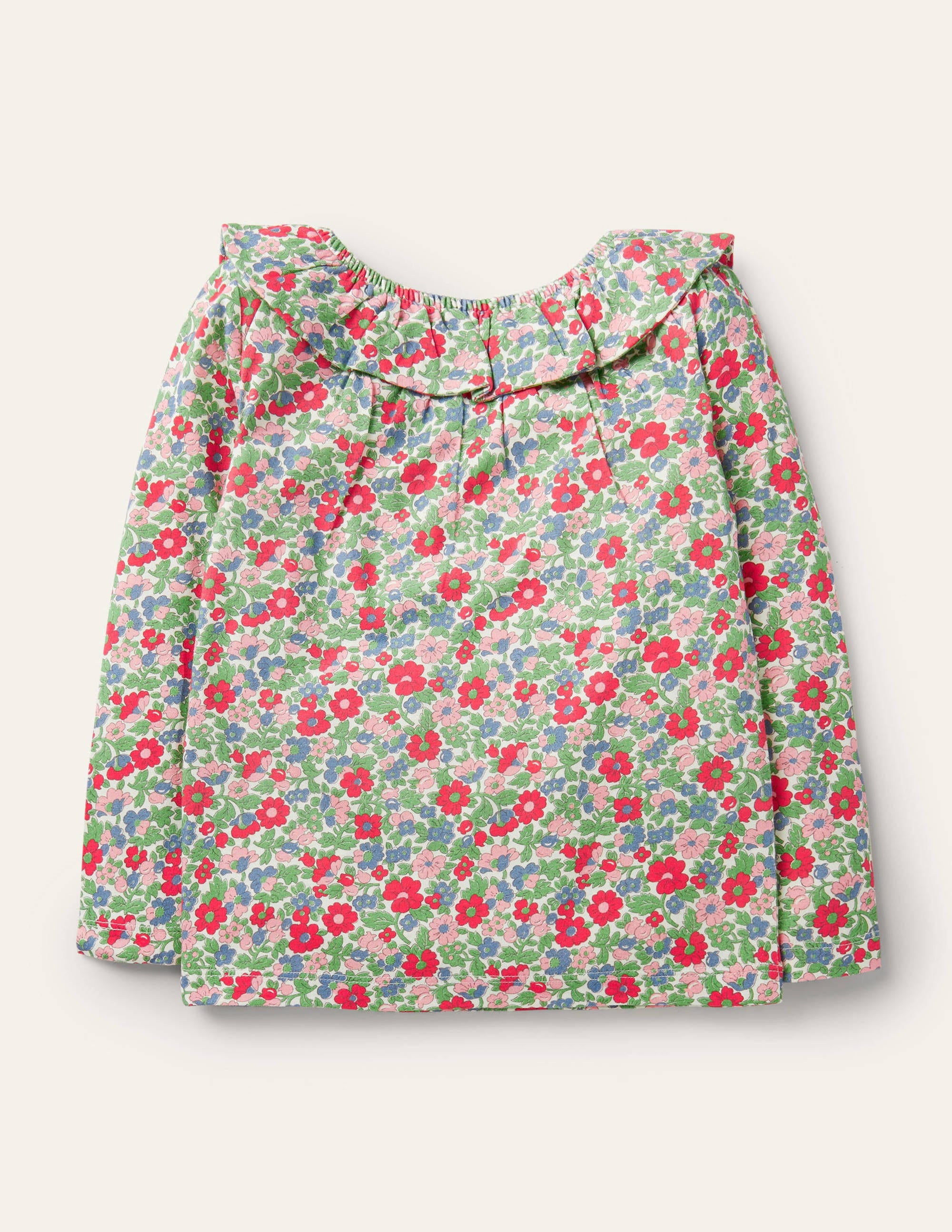  Ruffle Neck Jersey Top-Multi Vintage Bloom Floral、mySite、ashleygrahame