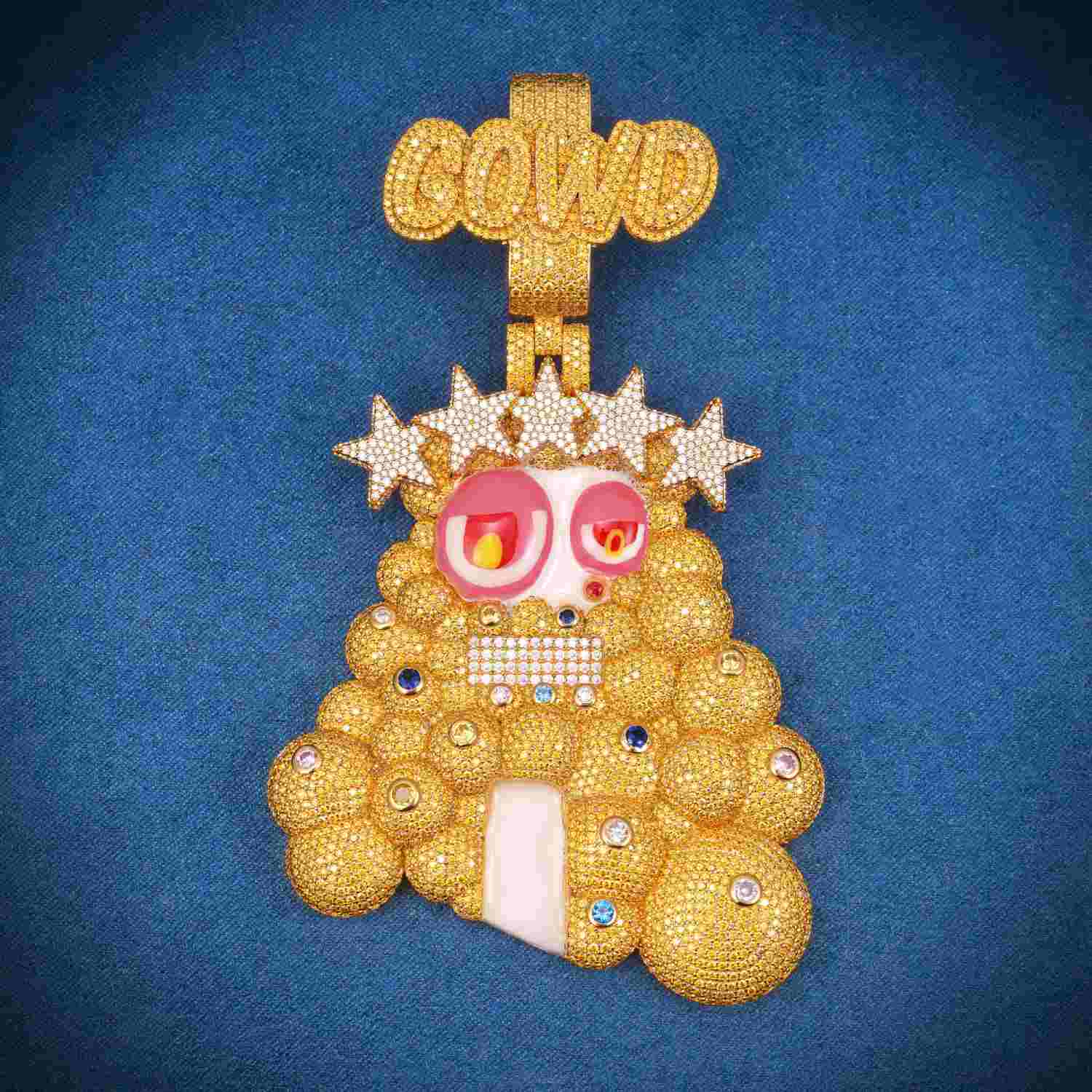 Custom Moissanite 3D Cartoon Pendant 14K Gold、mySite、hinf8tx79