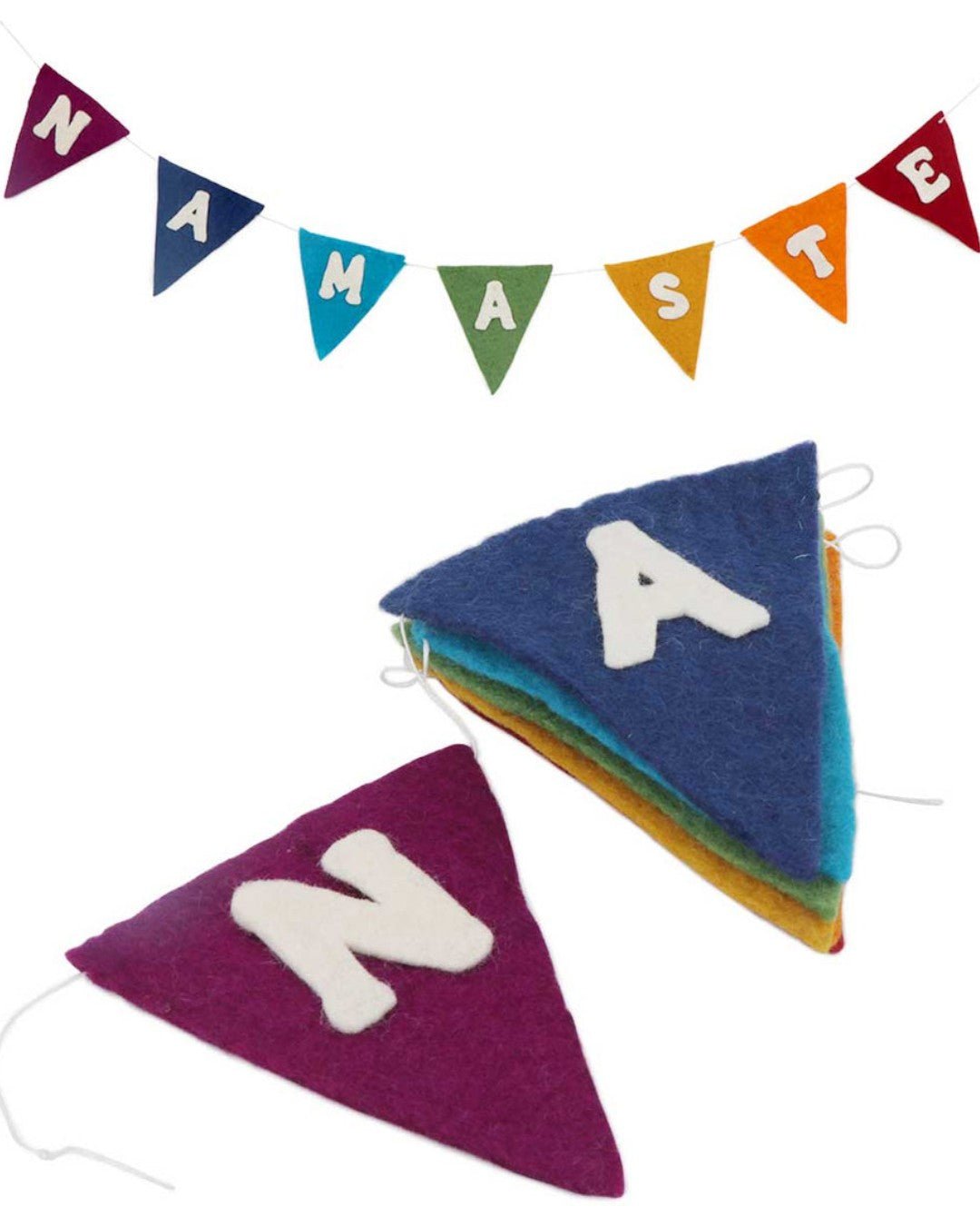 Namaste Felt Flag Banner in Chakra Colors、mySite、topwebapps