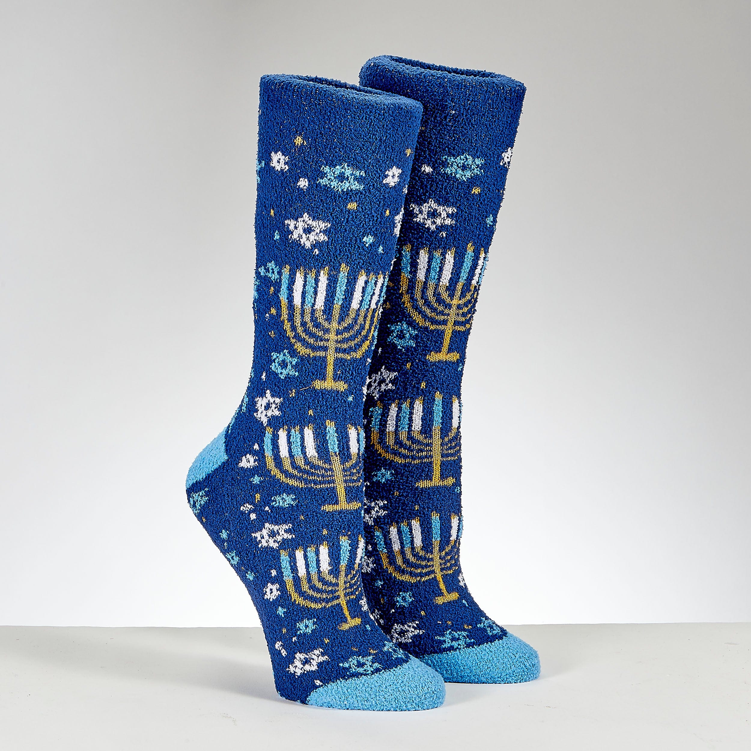 Hanukkah Adult Cozy Slipper Socks, Menorah Design、mySite、topwebapps