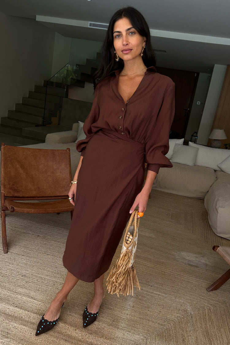 Chocolate Midi Miley Shirt Dress、mySite、solidvoid