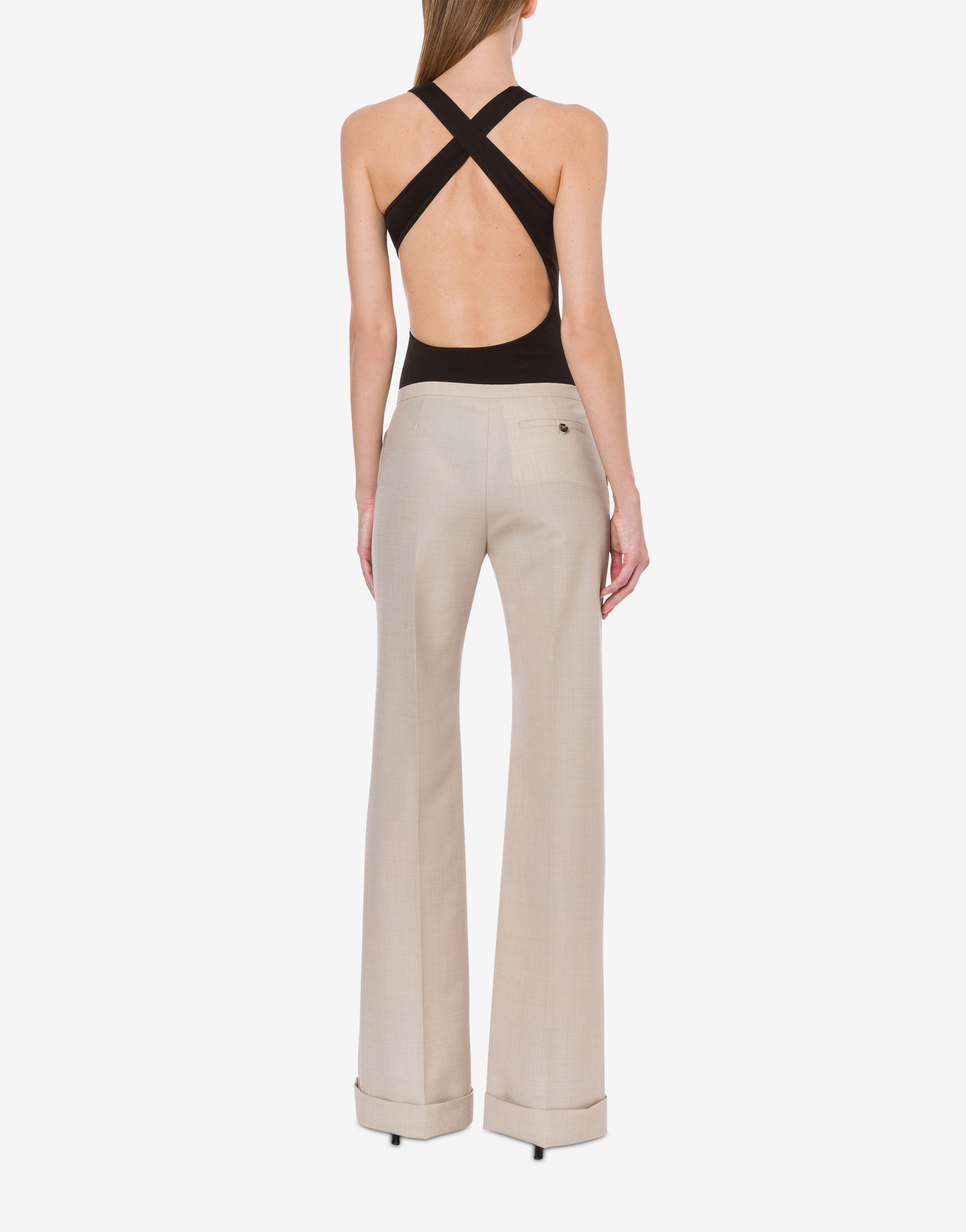 Pantalone a vita bassa in fresco di misto lana、mySite、aoinhome