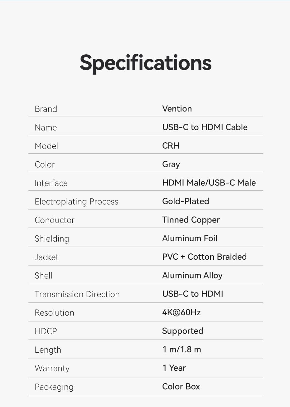 Cotton Braided USB-C to HDMI-A 4K HD Cable