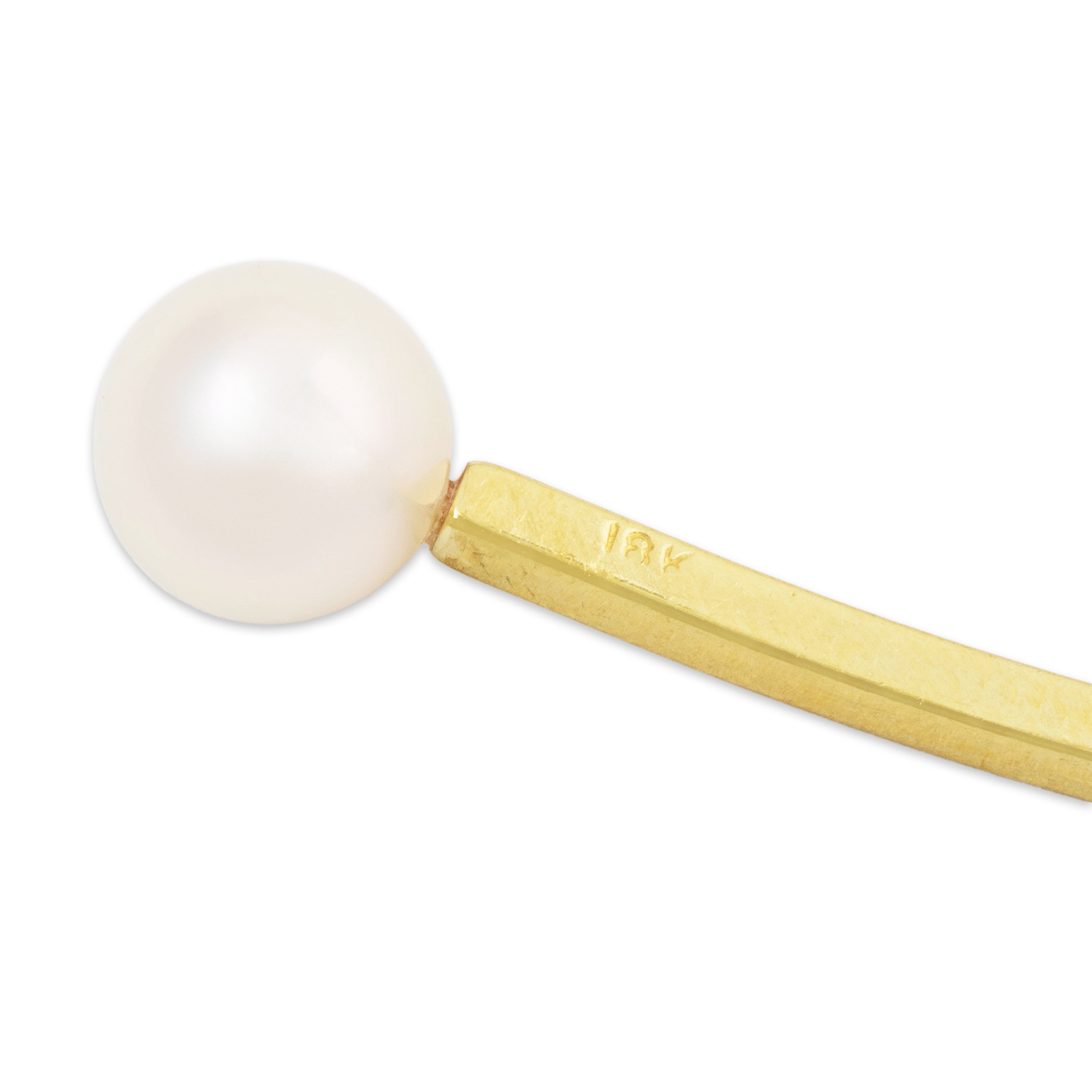 Vintage 14k Yellow Gold Pearl Dramatic Modernist Drop Earrings、mySite、hinf8tx79