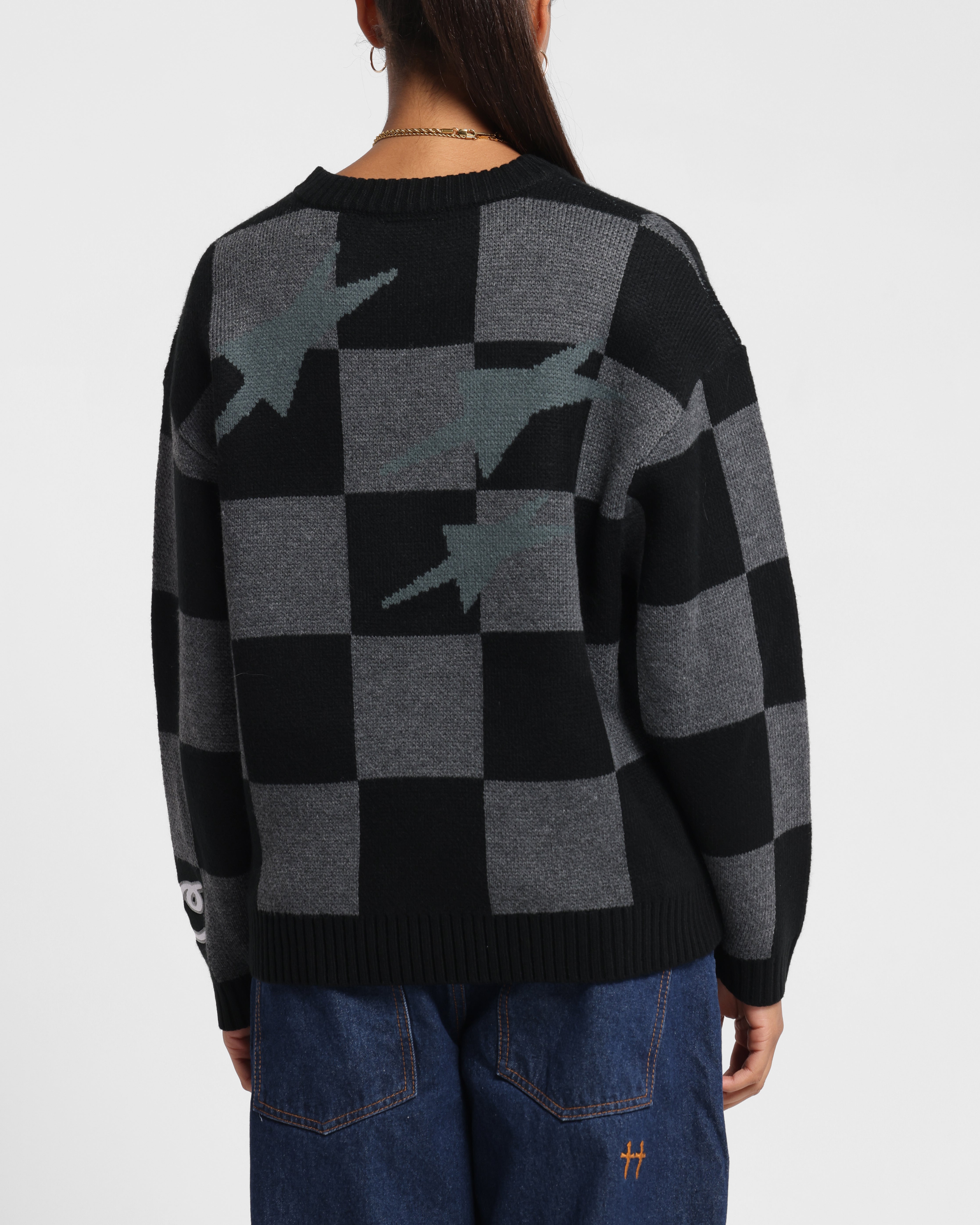 Loiter Checker Knit Sweater Black/Grey、mySite、zt4zffjzw