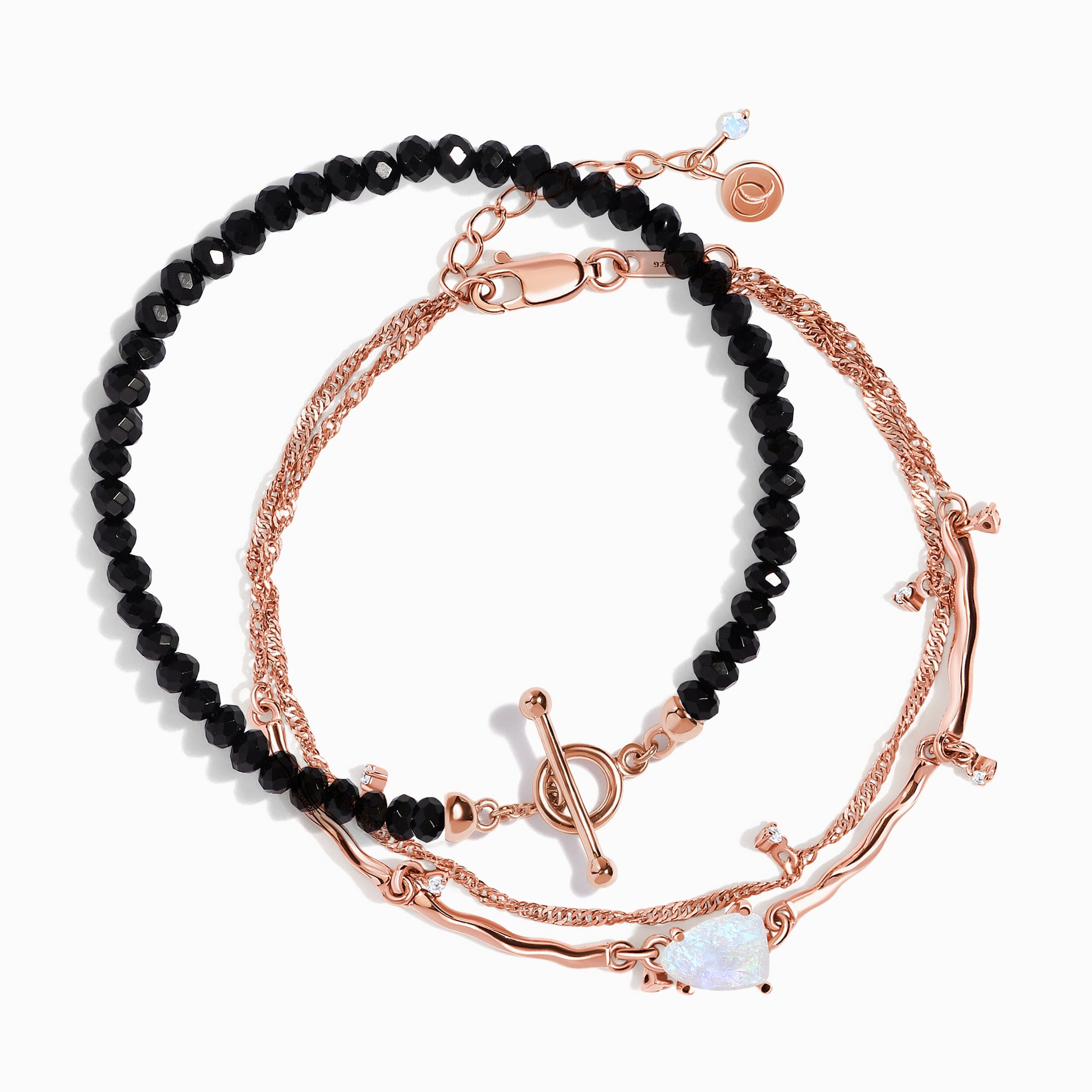 Moonstone & Black Obsidian Bracelet Stack - Energy Armor、mySite、hinf8tx79