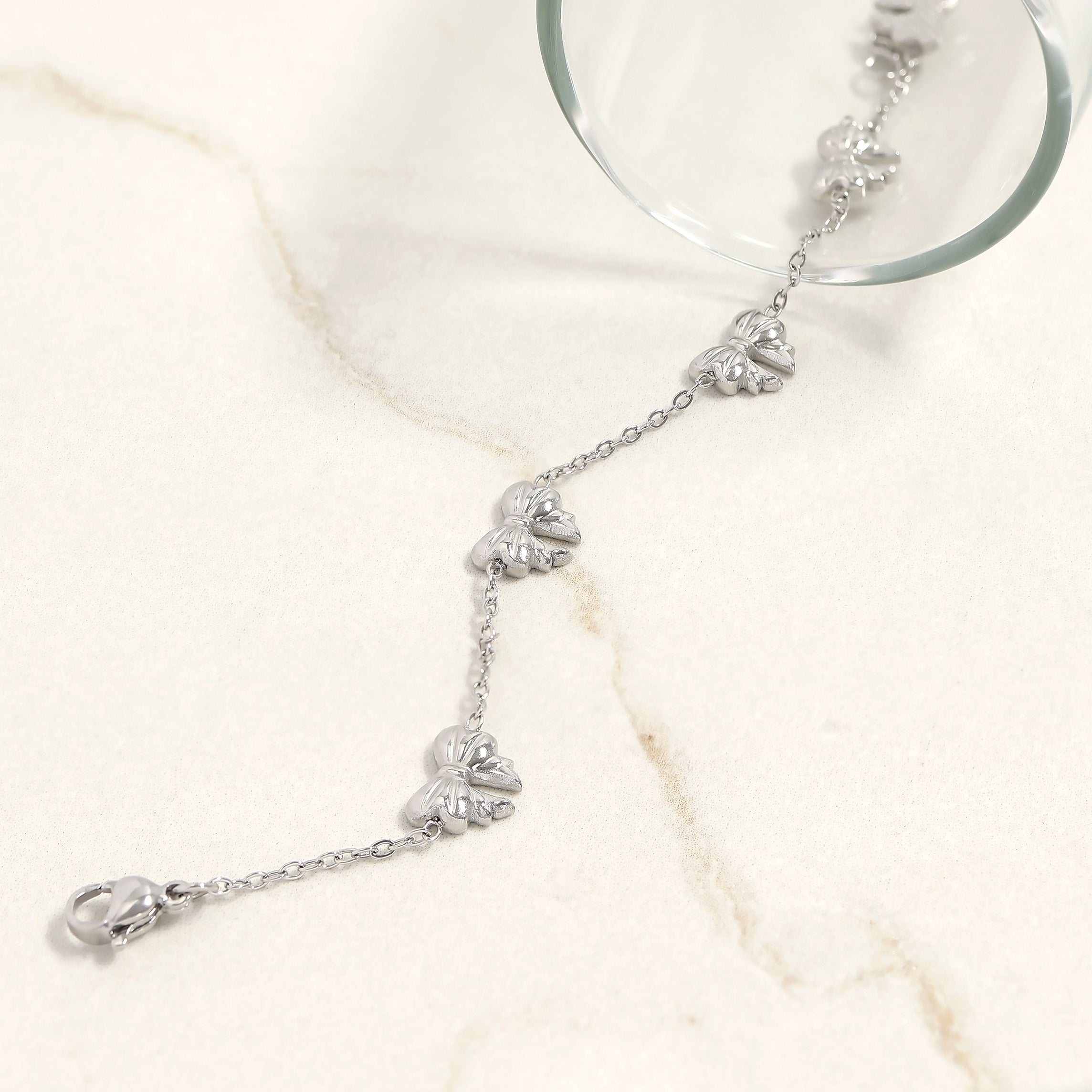 18K Gold PVD Stainless Steel Bow Station Bracelet / BRJ1069、mySite、dreamappss