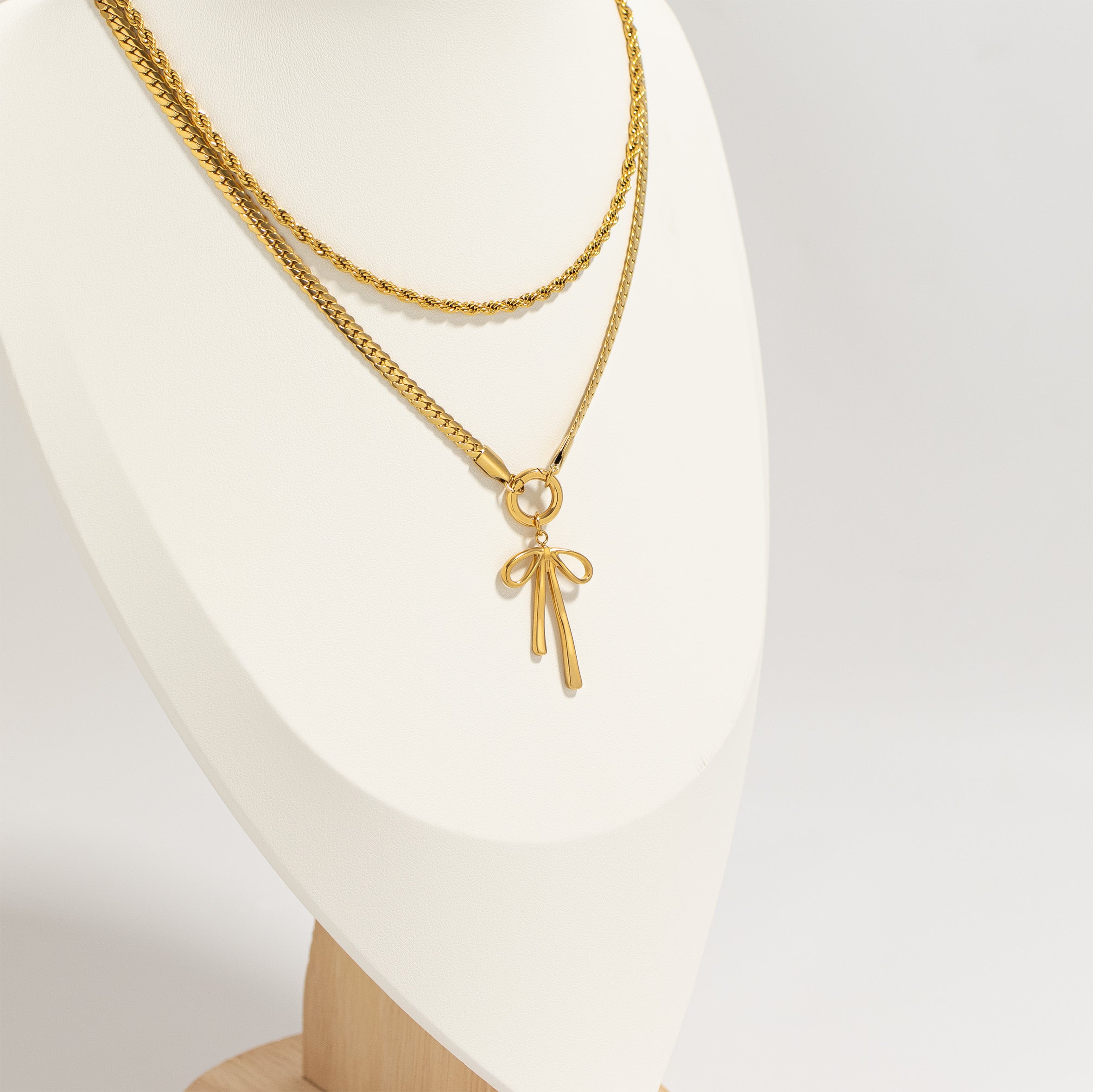 18K Gold PVD Stainless Steel Long Bow Charm / PDL0277、mySite、dreamappss