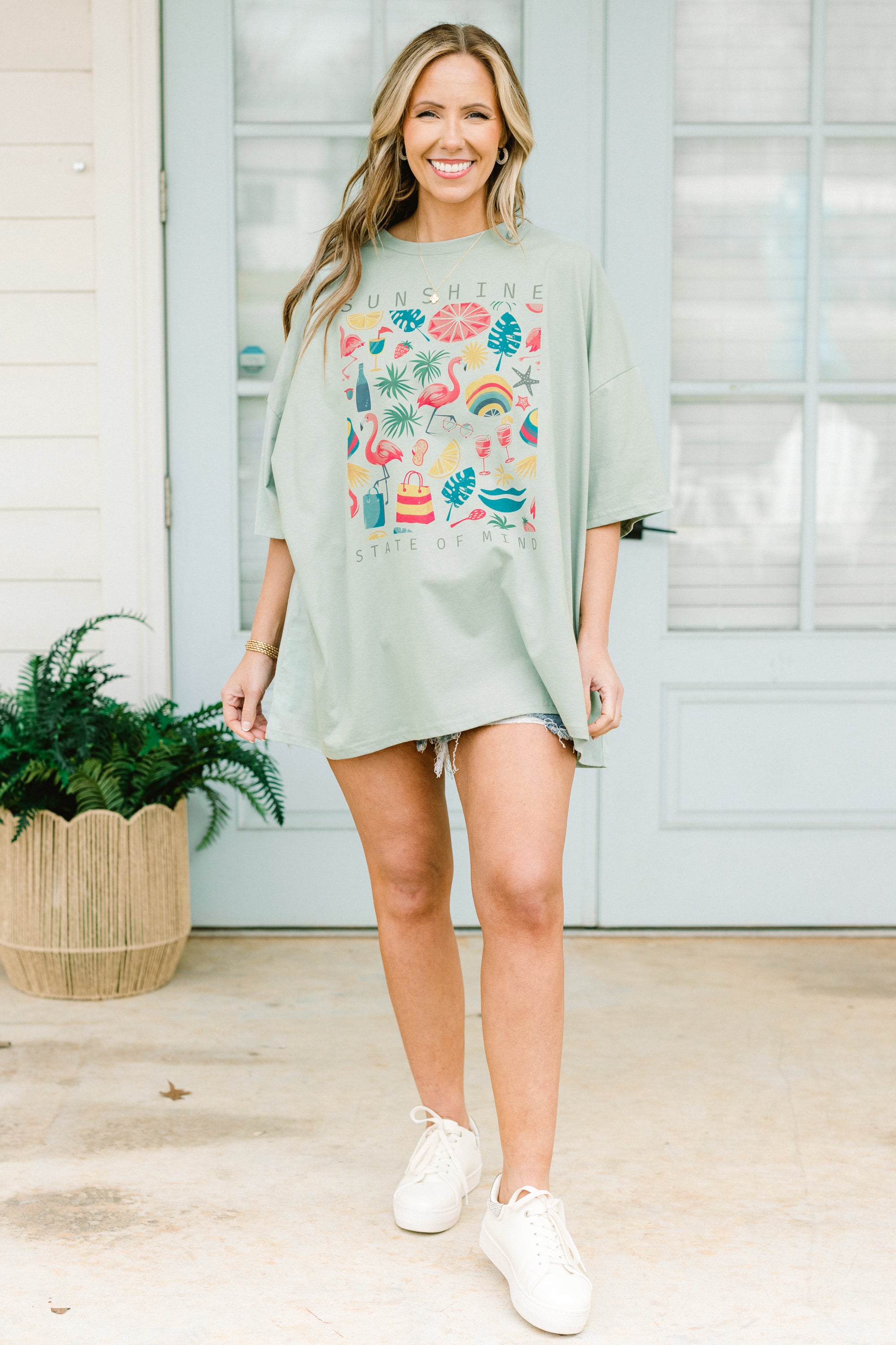  Summer State Of Mind Boyfriend Tee, Light Sage、mySite、justintrudeaud