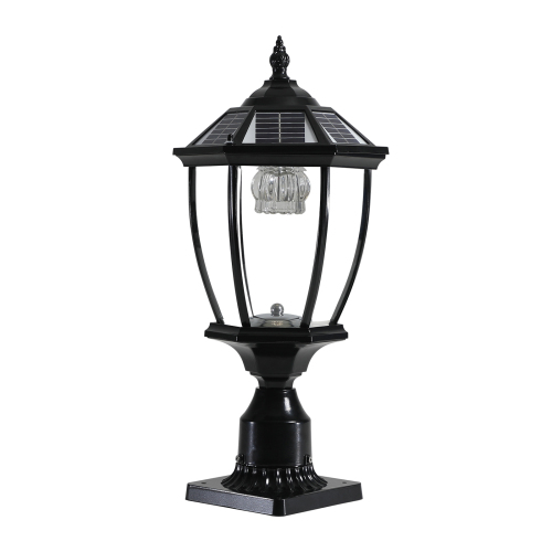 20"(H) Golden Solar Powered LED Outdoor Lantern, Vintage Garden Light with Elegant Glass Design for Pathways, Yards, and Patios (1-Pack)、、eastwooduniform