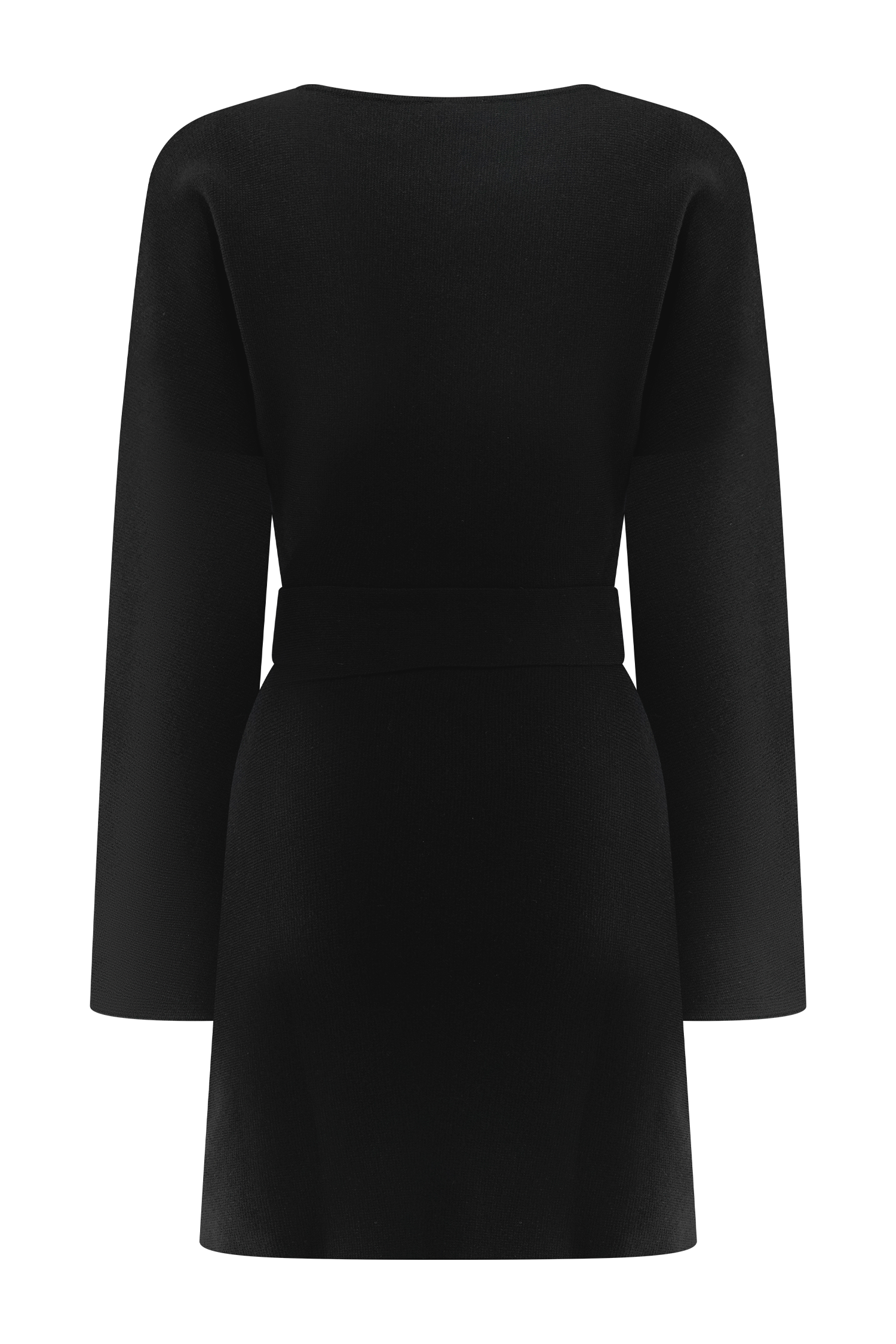 Kassie Belt Tie Knit Mini Dress - Black、mySite、solidvoid