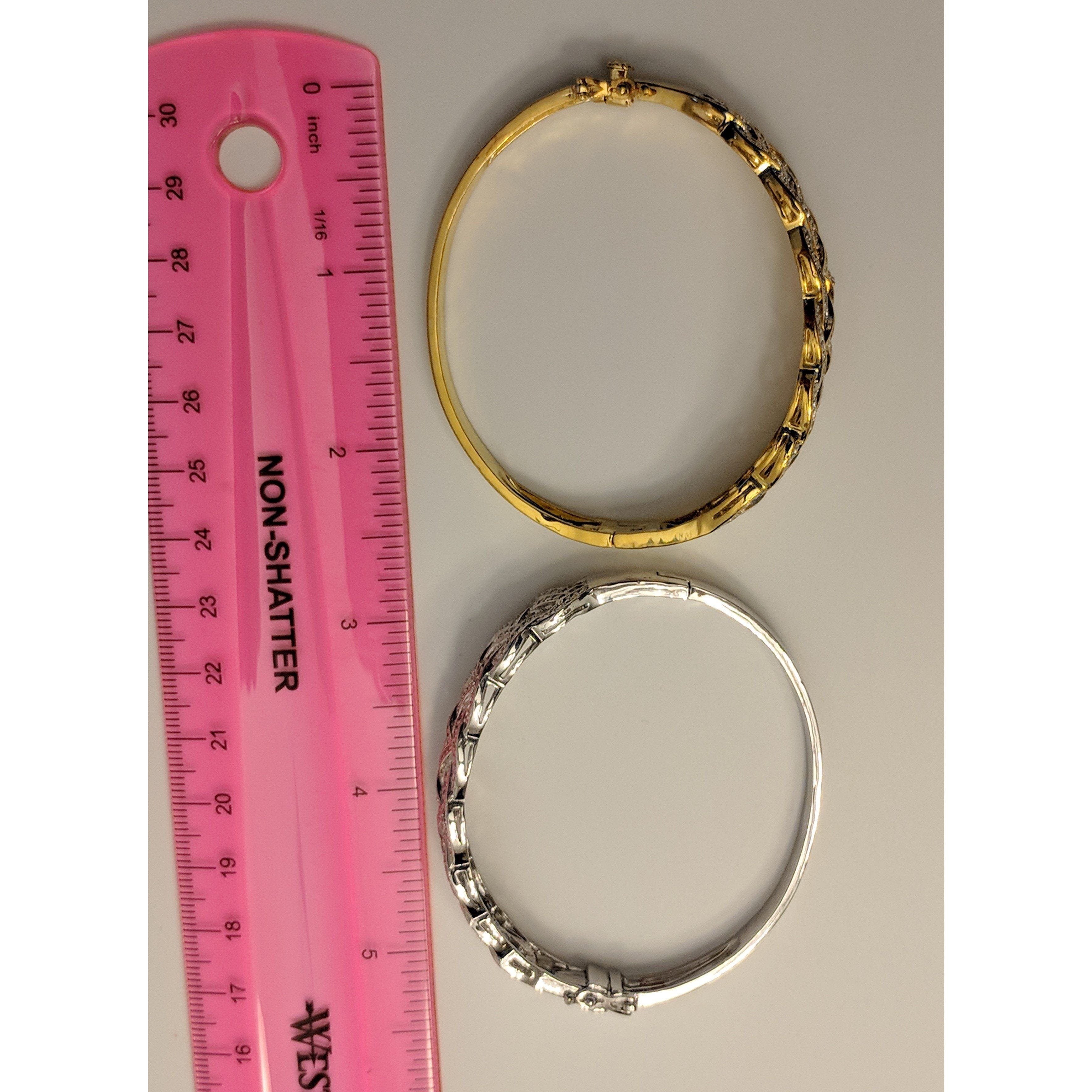 Natural Diamond Basket Weave Gold Plated Bangle Bracelet with REAL Diamonds! Very Affordable!、mySite、g9winljtr