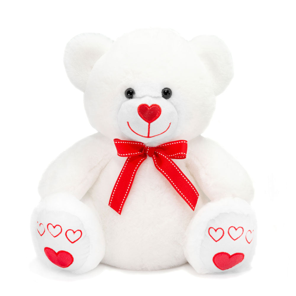 14.5IN WHITE BEAR WITH HEART EMB. ON SOLE、mySite、g9winljtr