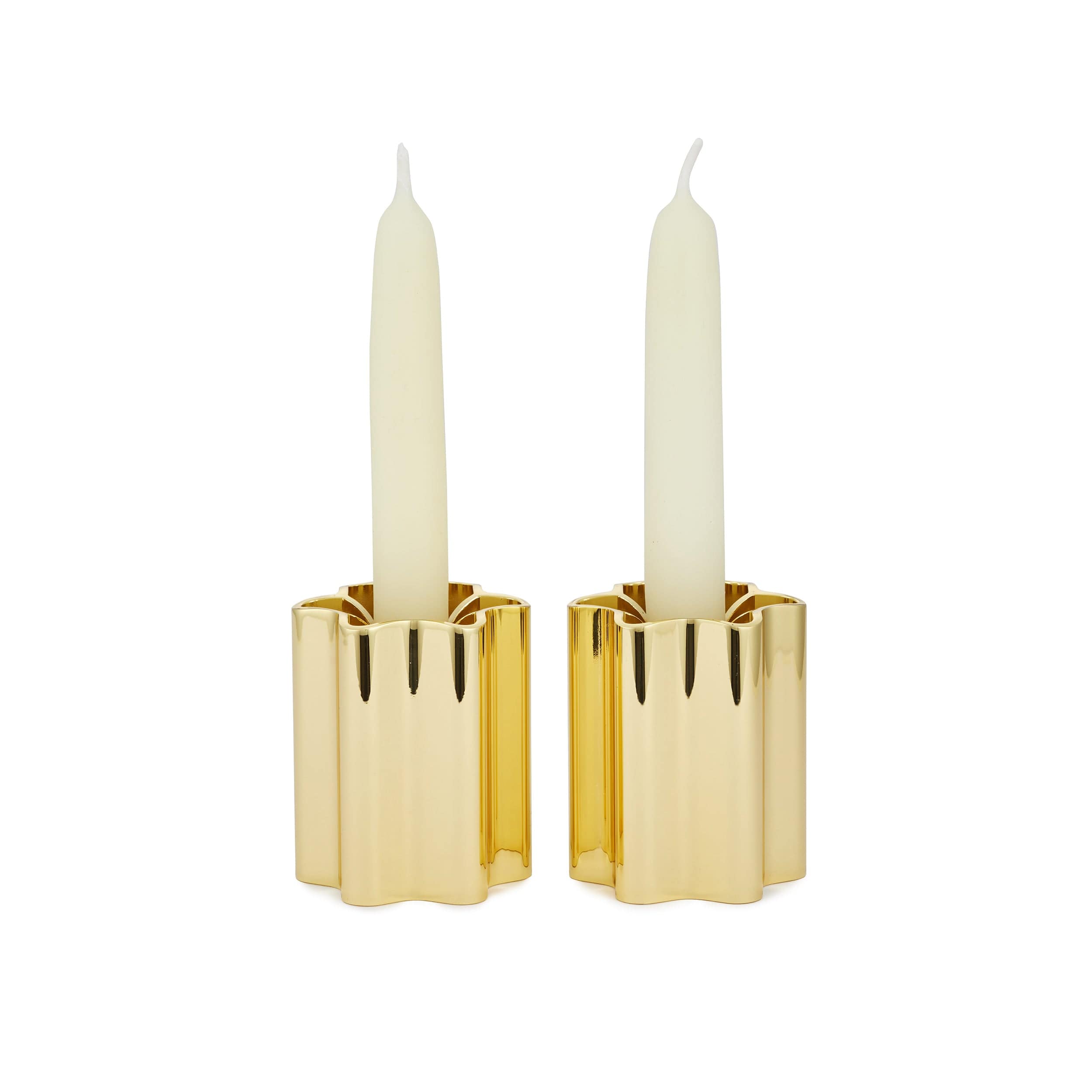 Modern Mensch Shabbat Candle Holders - Brass、mySite、topwebapps
