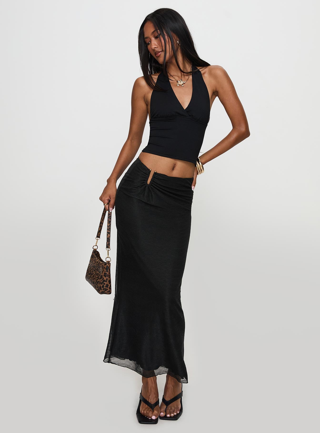 Satine Maxi Skirt Black、mySite、solidvoid