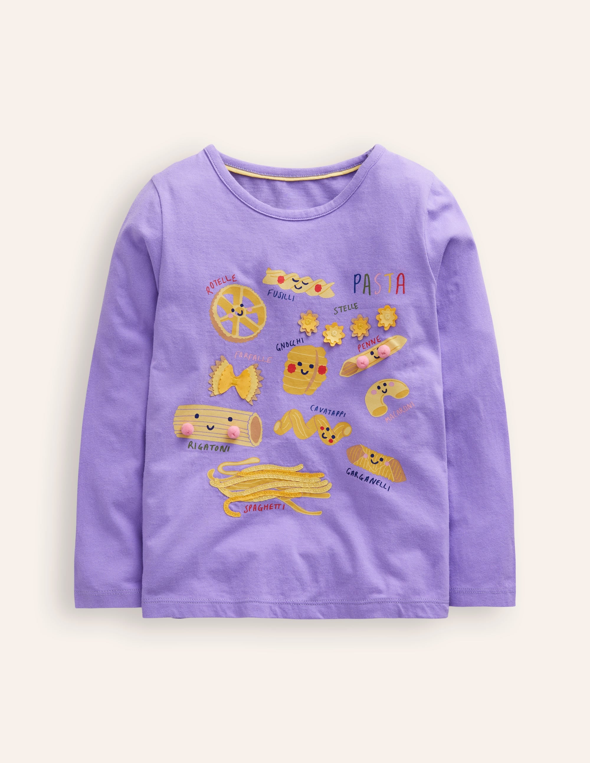 Printed Graphic T-Shirt-Aster Purple Pasta、mySite、ashleygrahame