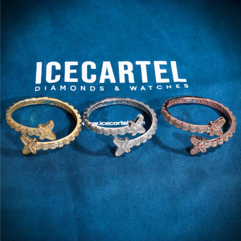 Butterfly Baguette Moissanite Bangle Bracelet 14K Gold、mySite、hinf8tx79