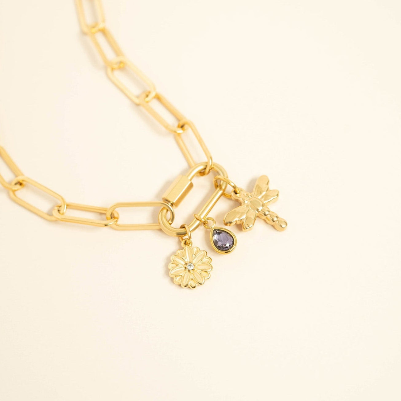 18K Gold PVD Teardrop Birthstone Charm / PDL0263、mySite、dreamappss