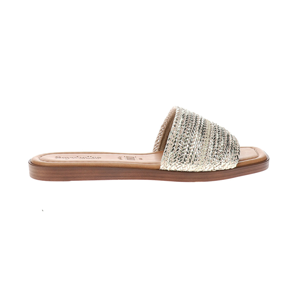 Palms Perfection Metallic Slide Flat Sandals、mySite、gtrtttuynbv
