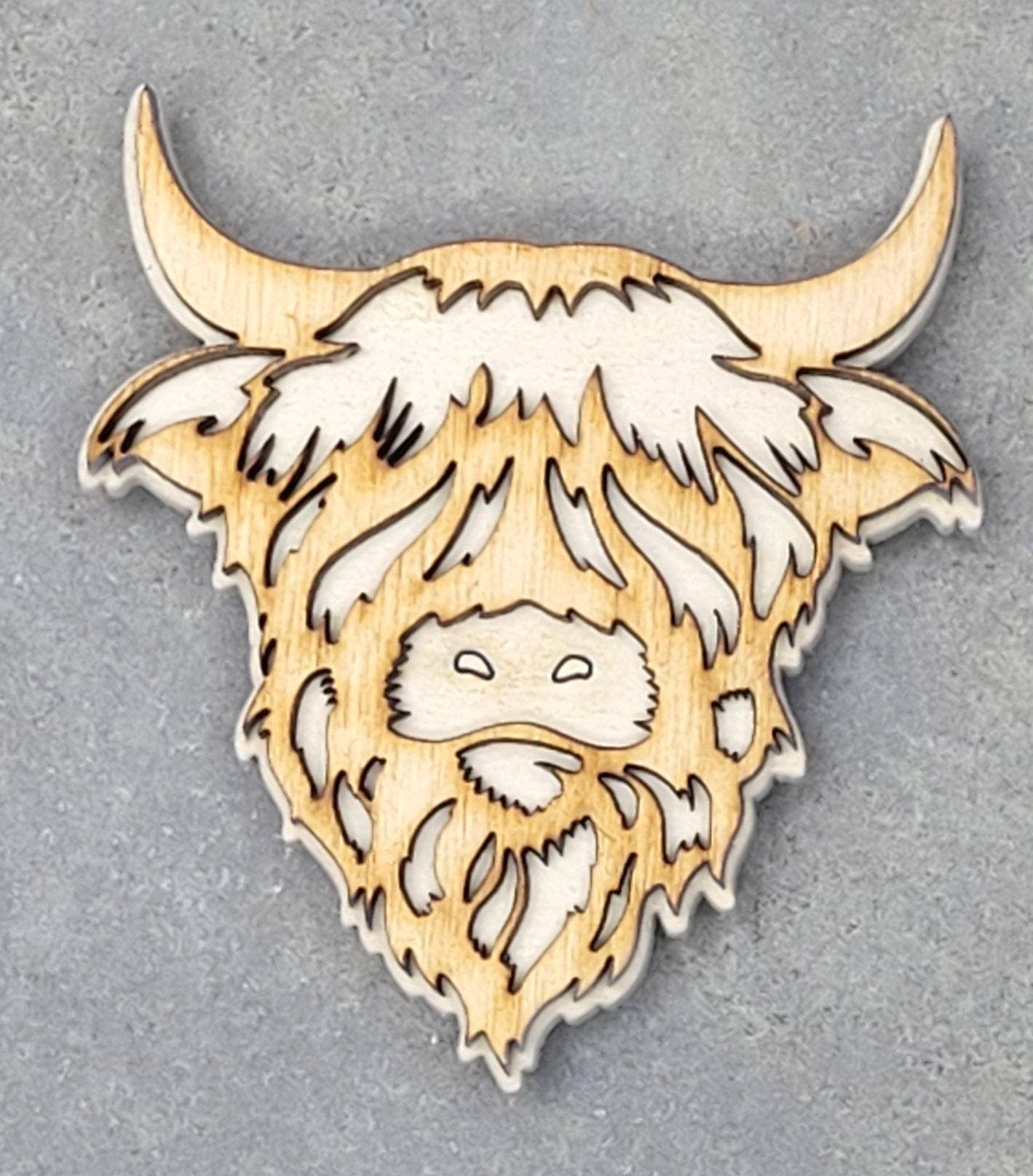 Highland Cow Magnet Handmade in the USA Wood look、mySite、g9winljtr