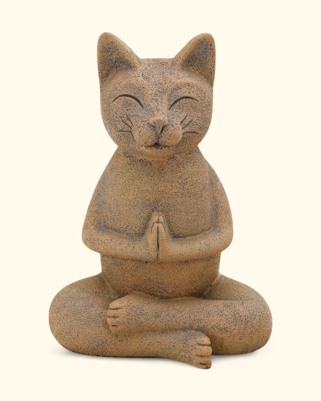 Namaste Yogi Meditating Cat Statue, Textured Clay Finish、mySite、topwebapps
