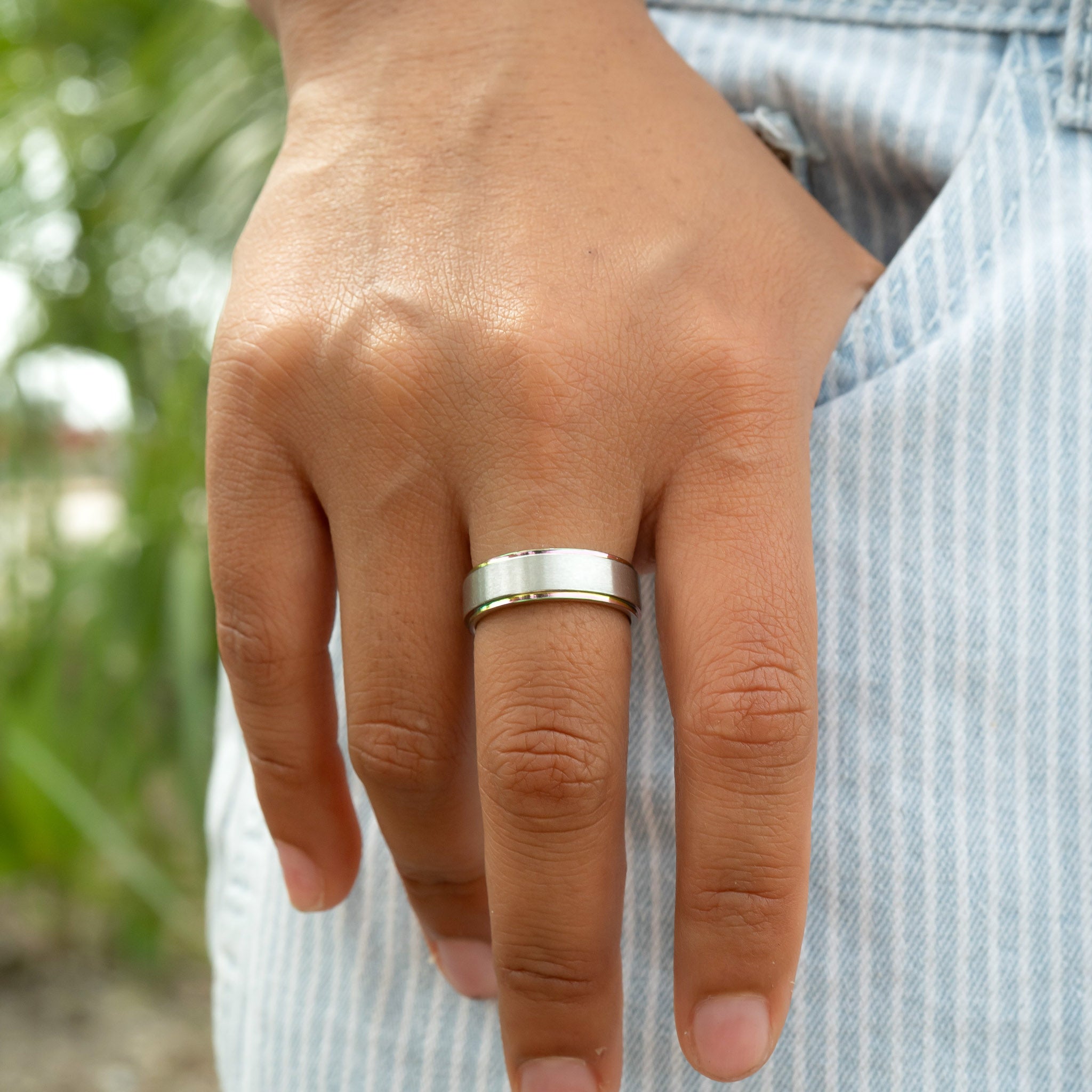 Stainless Steel Rainbow Edge Brushed Center Ring / CFR7014、mySite、dreamappss