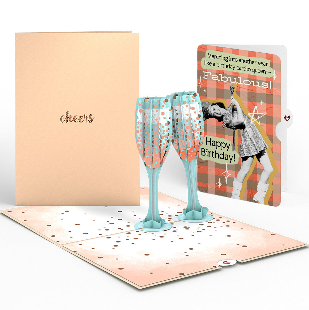 Champagne Toast Birthday Pop-Up Card and Cardio Queen Sentiment Set、mySite、solidvoid