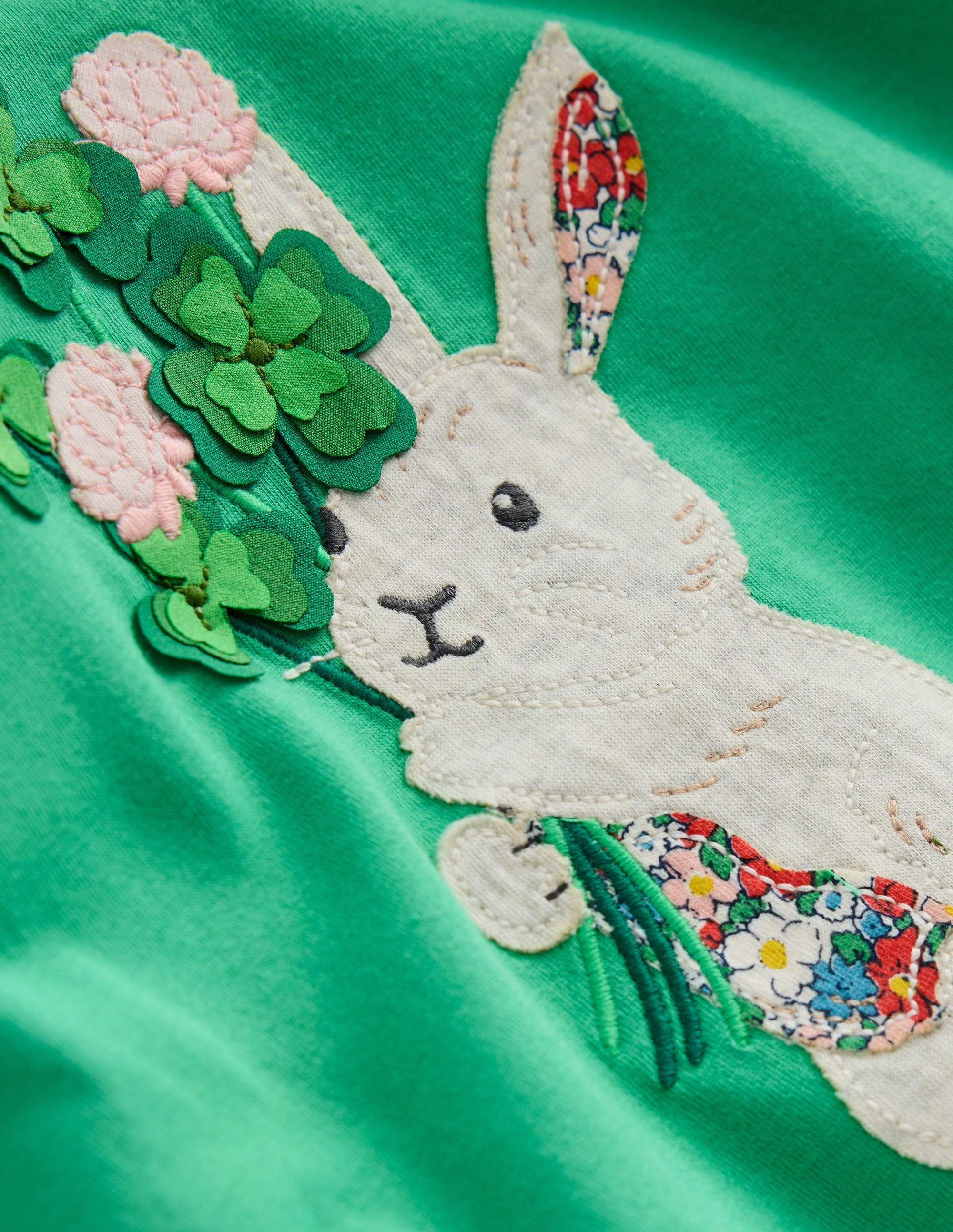  Puff Sleeve Applique T-Shirt-Aloe Green Bunny、mySite、ashleygrahame