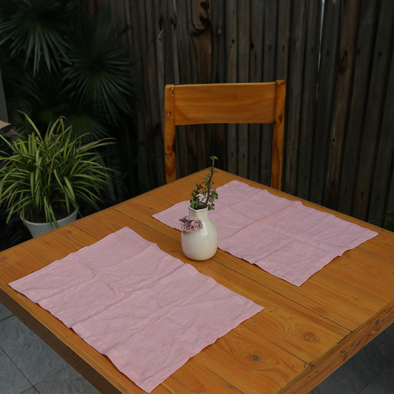 Pure Linen Table Mats | Set of 6 | Dusty Pink、mySite、camillekostekn