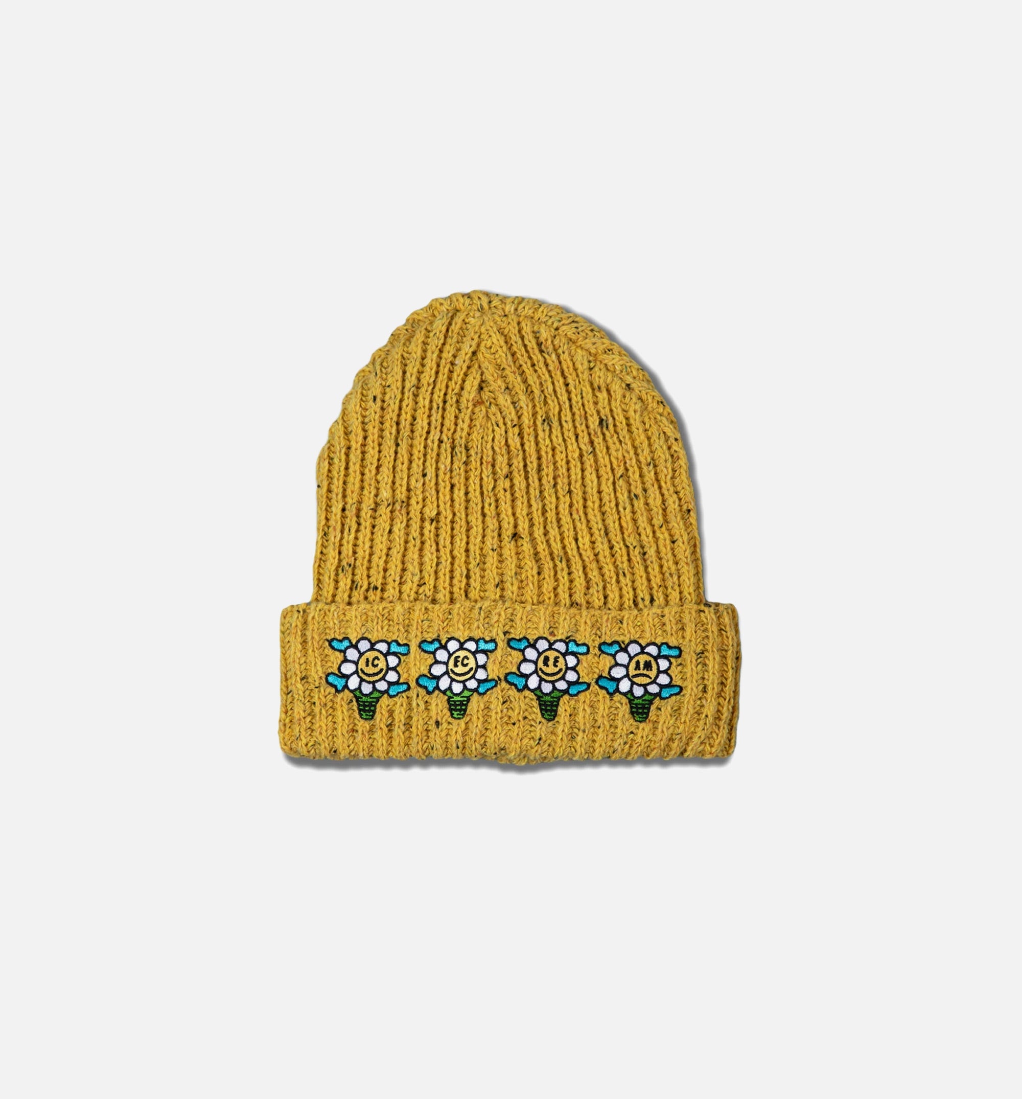 Speck Knit Beanie Mens Hat - Yellow、mySite、dreamappss