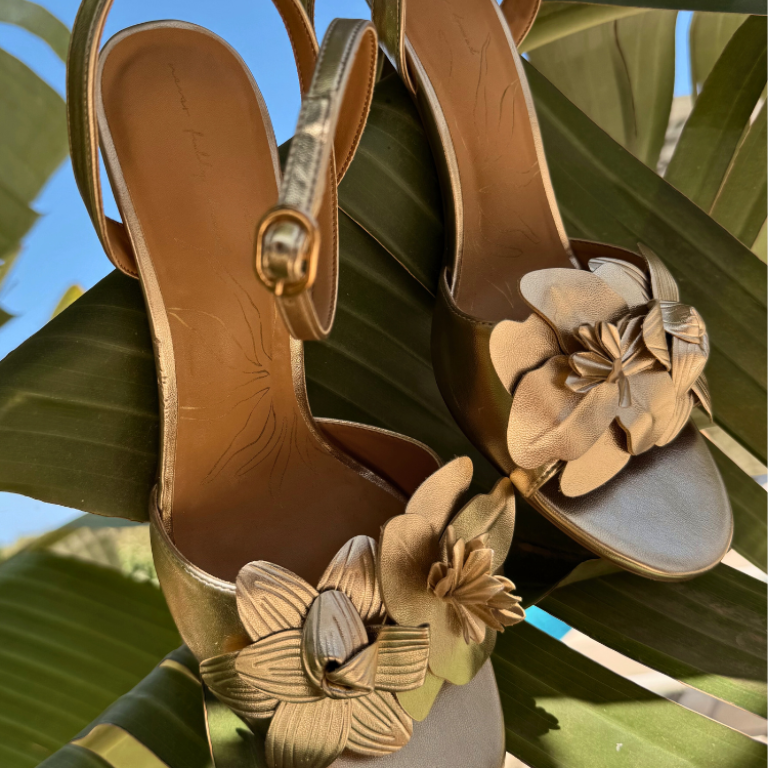 Gold Metallic Flower Heel、mySite、solidvoid