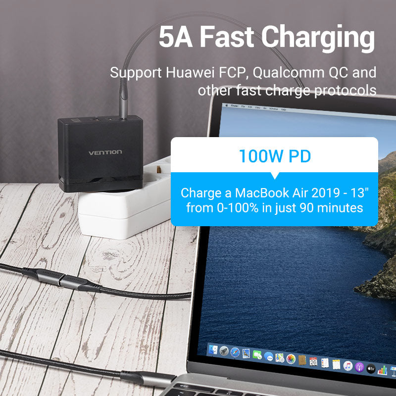 Vention Cotton Braided USB-C 3.1 Extension Cable、mySite、fannypackpong