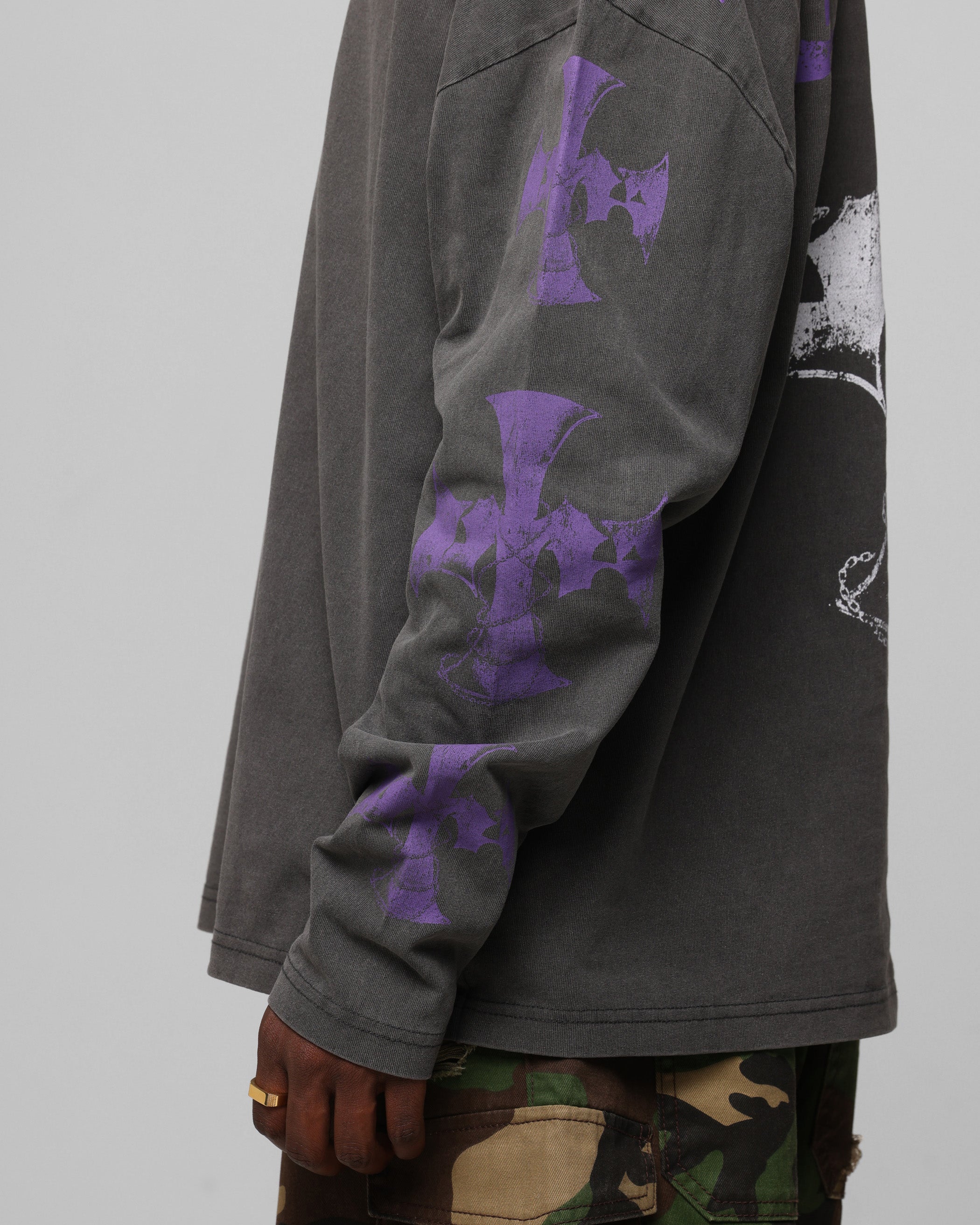 Loiter Angel Number Long Sleeve T-Shirt Charcoal、mySite、zt4zffjzw