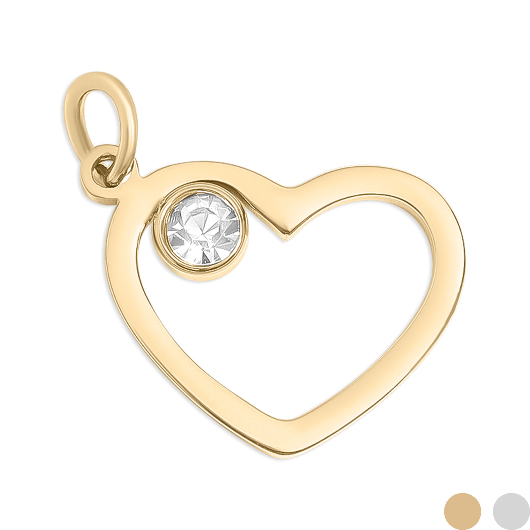 18K Gold PVD Stainless Steel Birthstone Heart Charm / PDL0219、mySite、dreamappss
