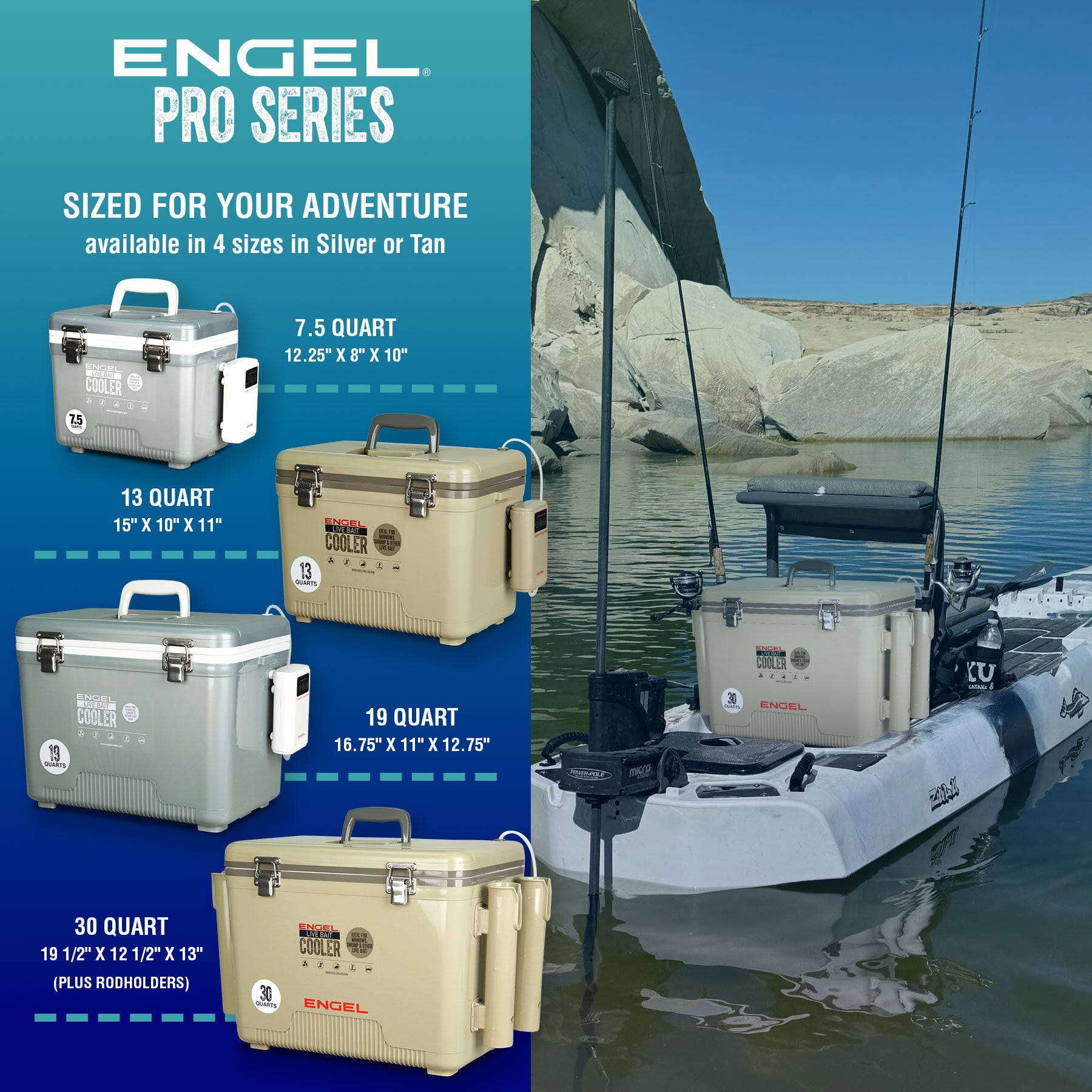 Engel 7.5Qt Live bait Pro Cooler with AP3 Rechargeable Aerator & Stainless Hardware、mySite、noshort