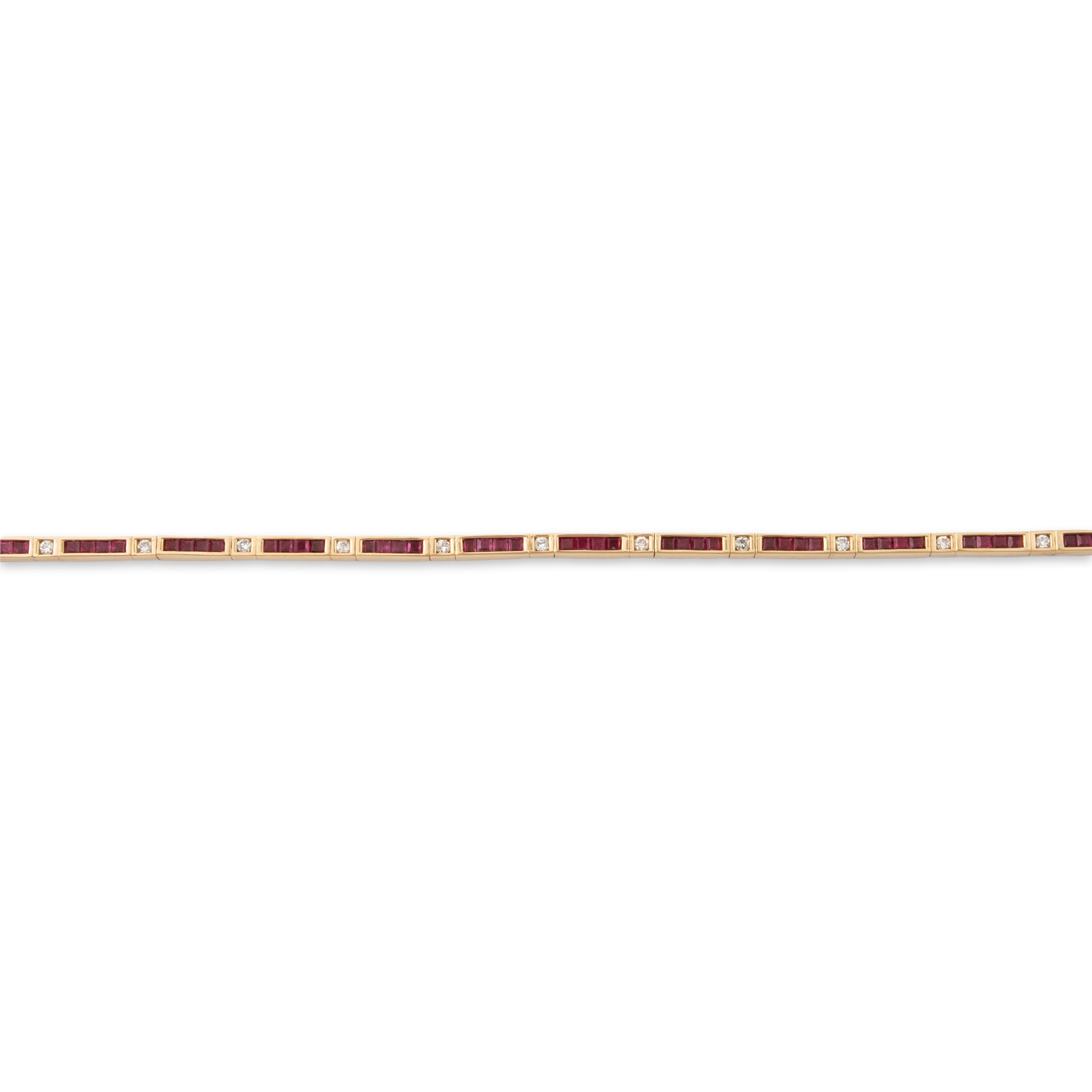 Vintage Heavy 14k Yellow Gold 2.6cttw Ruby .37cttw Diamond Tennis Bracelet、mySite、hinf8tx79