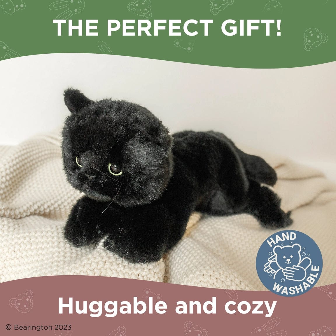 Plush Floppy Black Cat with Green Eyes by Bearington、mySite、g9winljtr