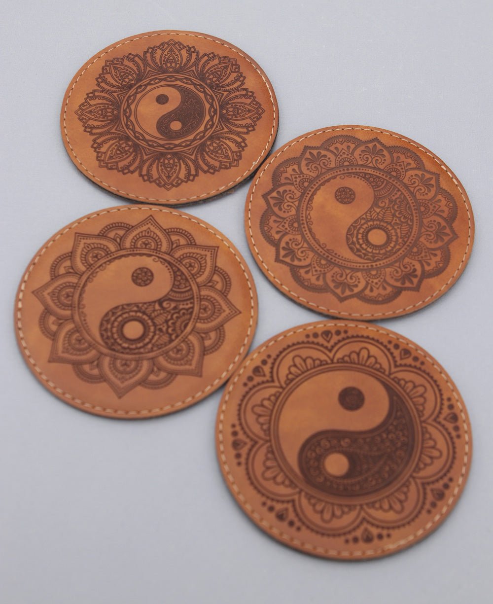 Yin Yang Artistic Faux Leather Coasters、mySite、topwebapps