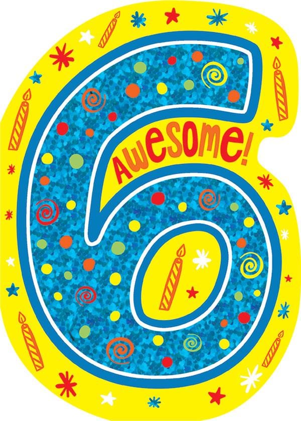  Birthday Note Card - 6th Birthday Foil、mySite、ghnorth