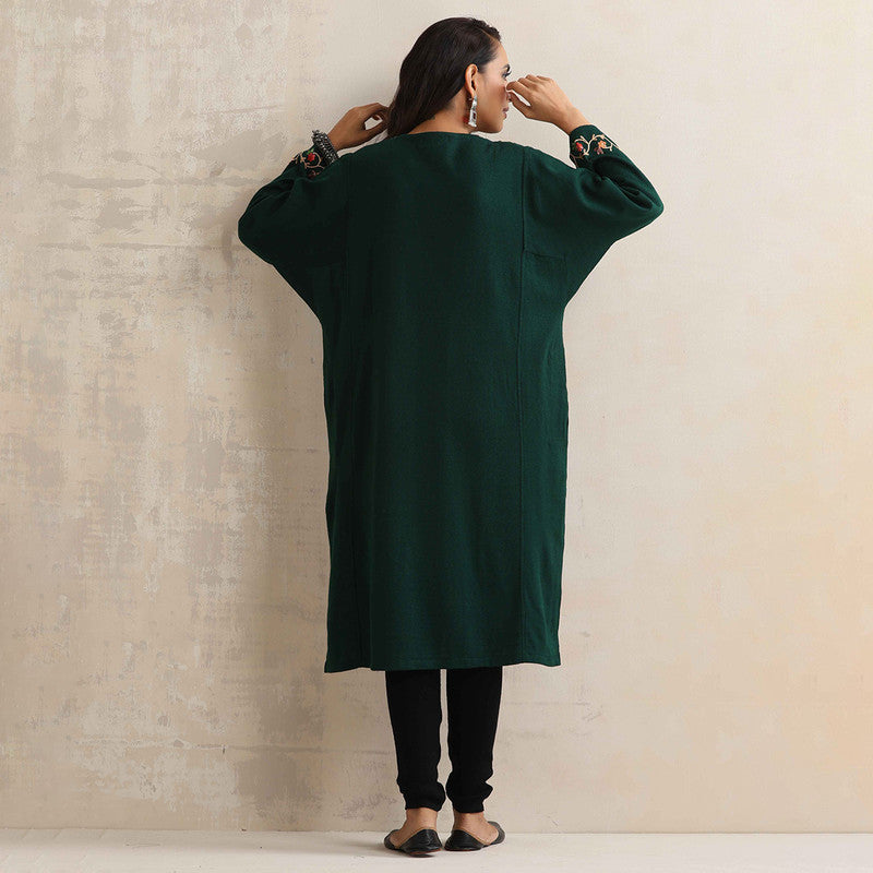 Woolen Kurta For Women | Kashmiri Embroidered | Green、mySite、camillekostekn