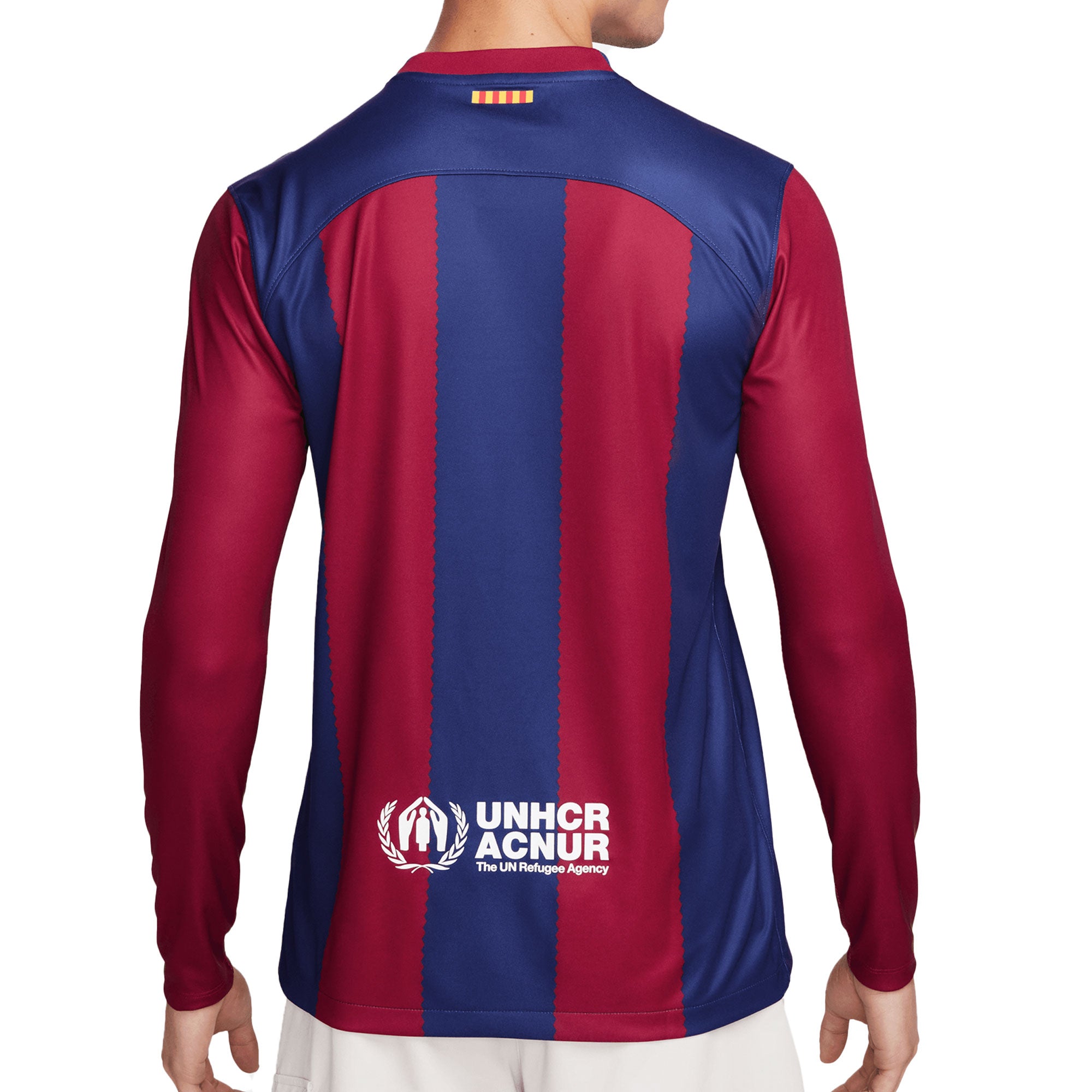 Nike Men's FC Barcelona 2023/24 Long Sleeve Home Jersey Red/Blue、mySite、noshort