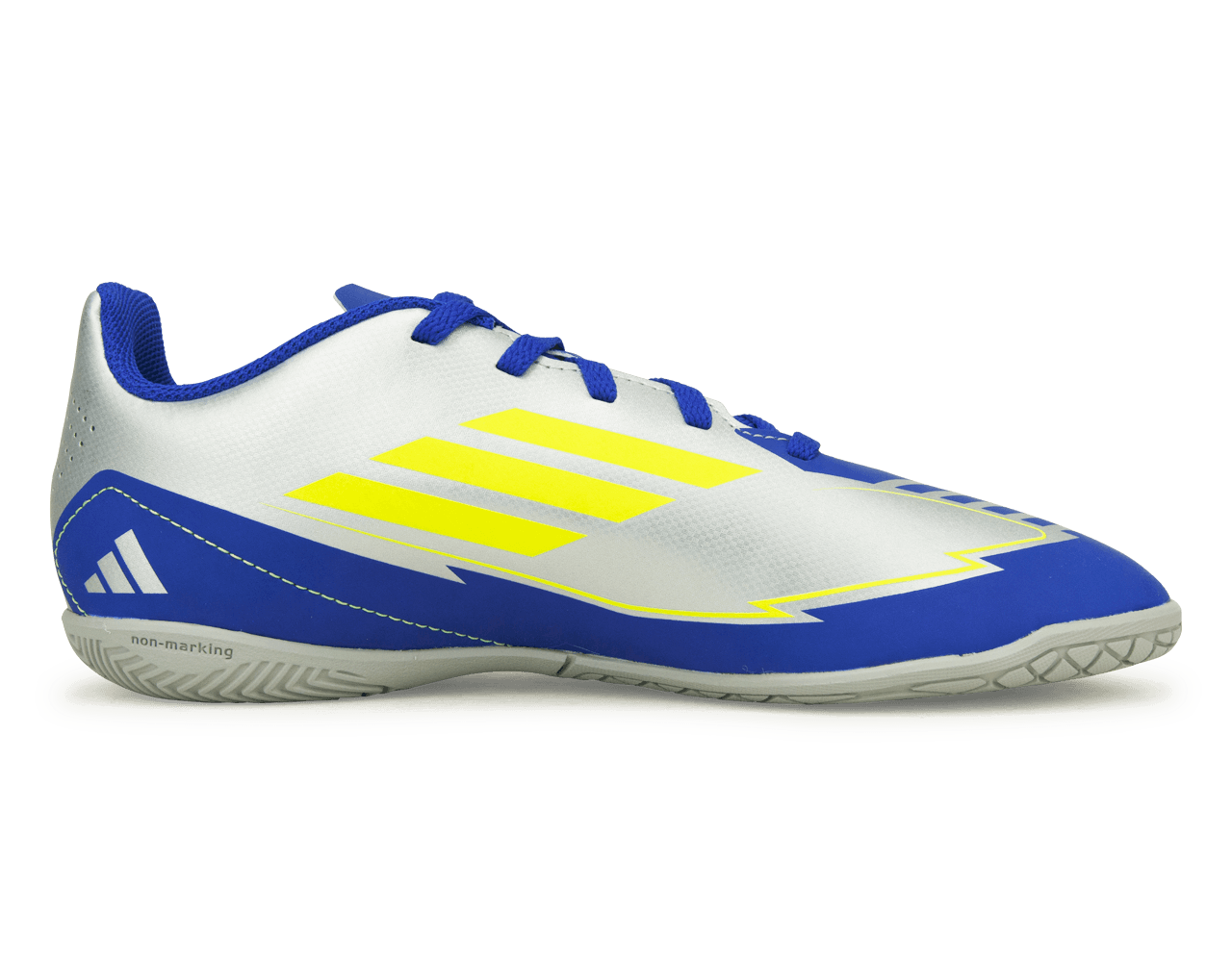 adidas Kids F50 Club Messi IN Silver/Volt/Blue、mySite、noshort