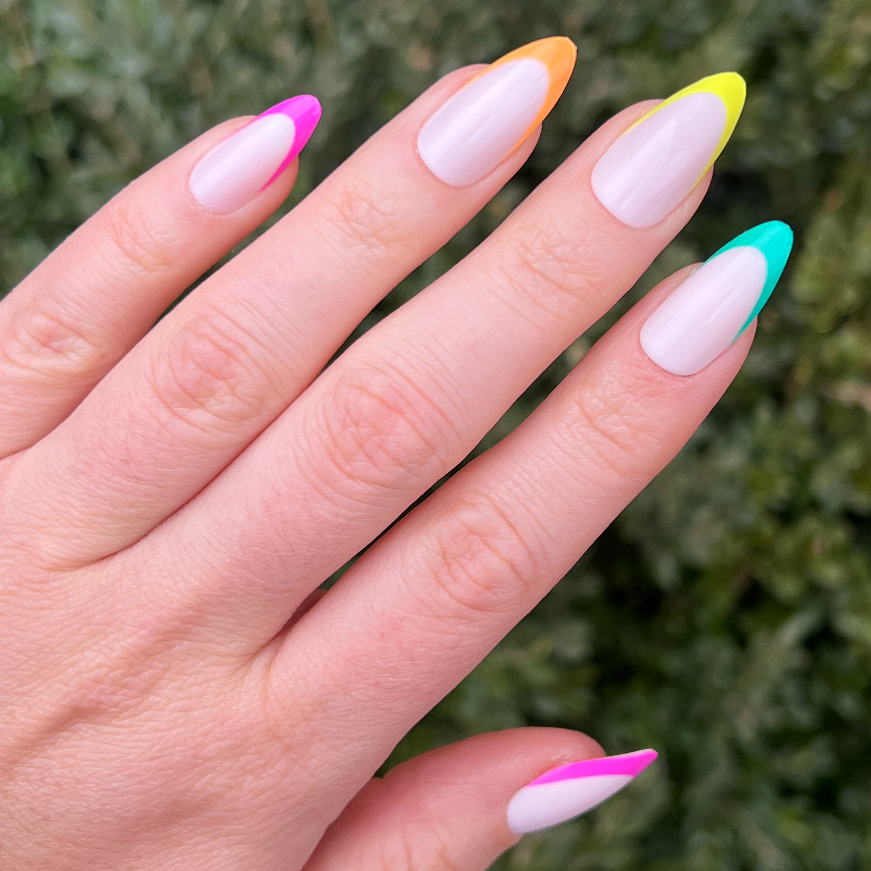 Neon Rainbow French | Long | Almond、mySite、solidvoid