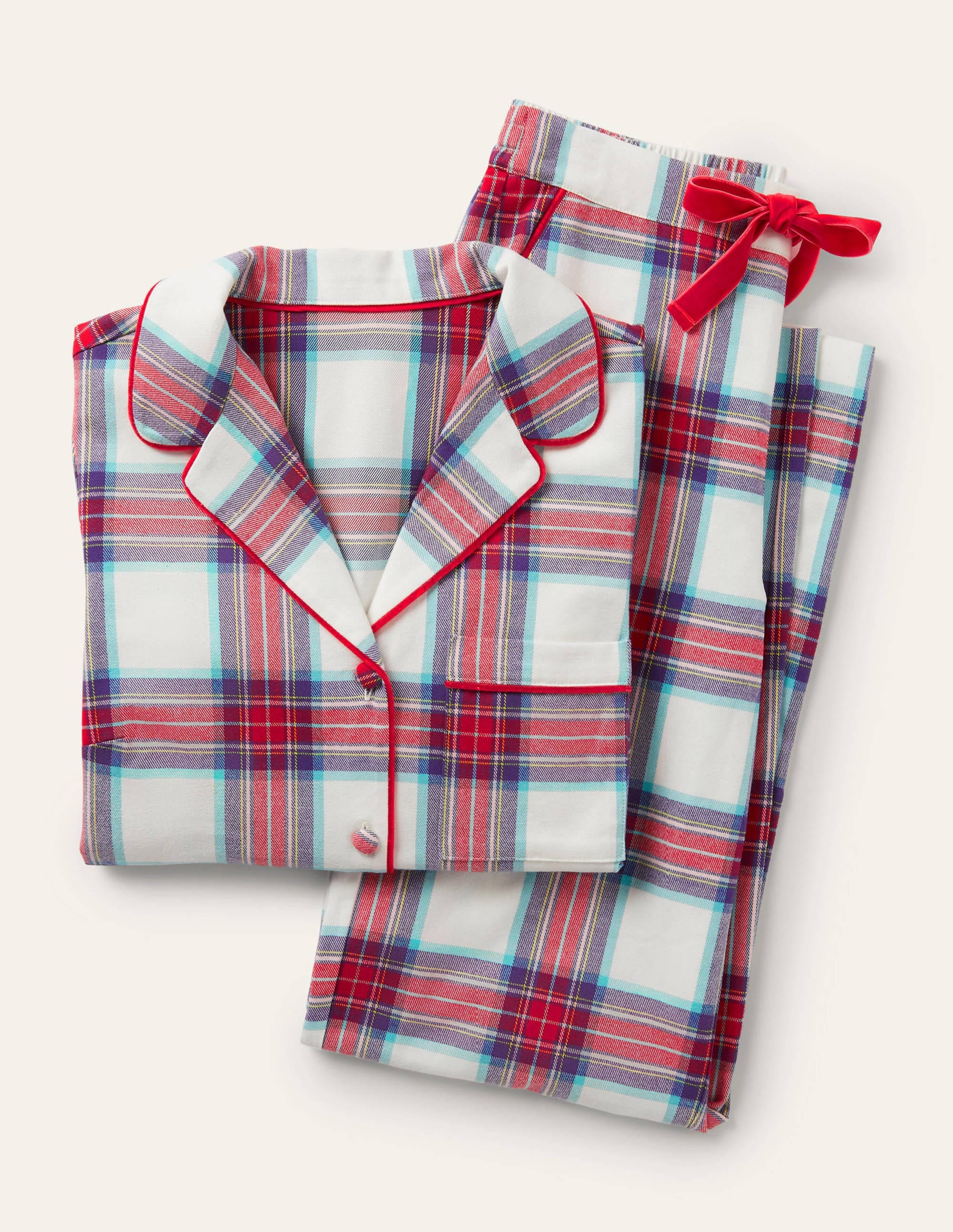  Vanessa Cosy Pyjama Set-Ivory and Rockabilly Red Check、mySite、ashleygrahame