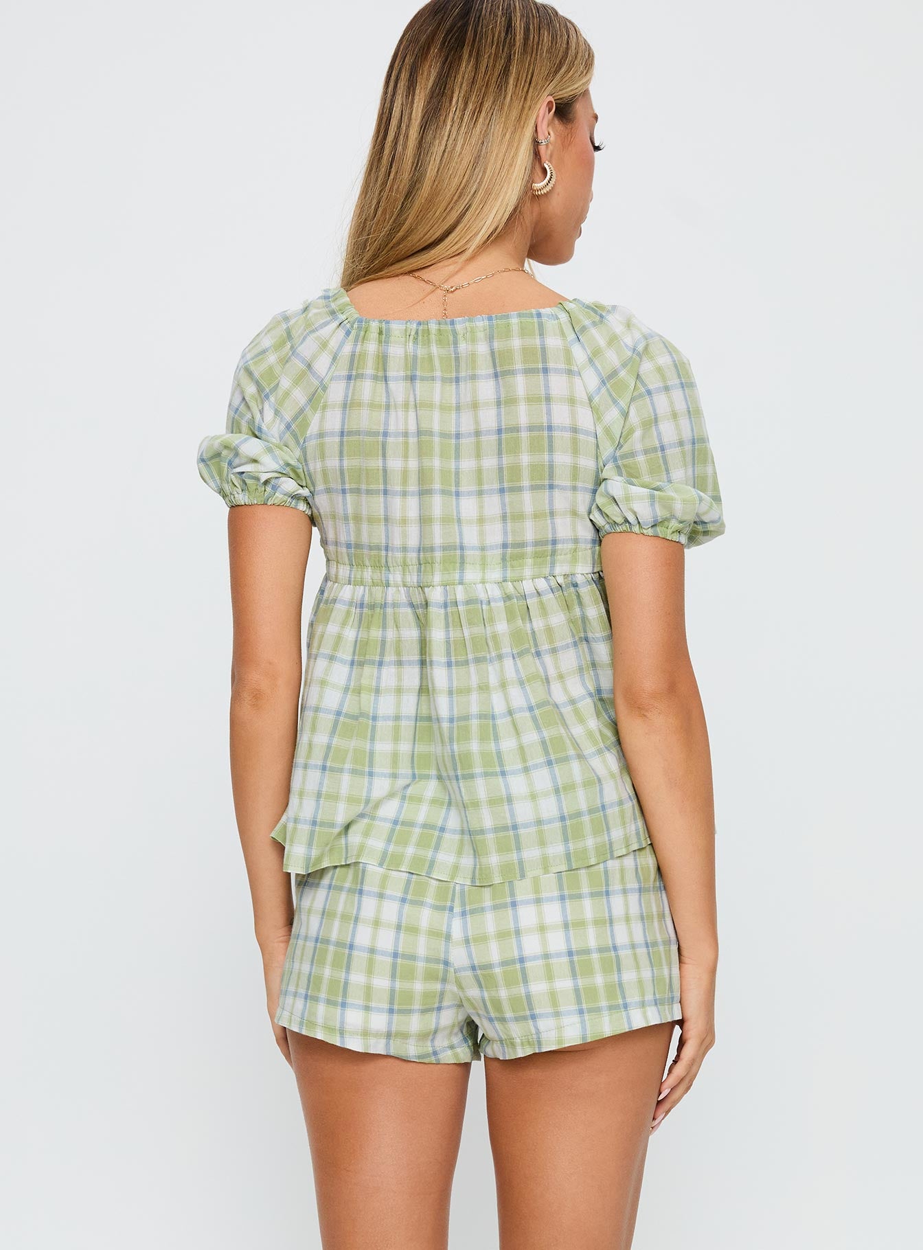 Cerelia Tie Up Set Green Check、mySite、solidvoid