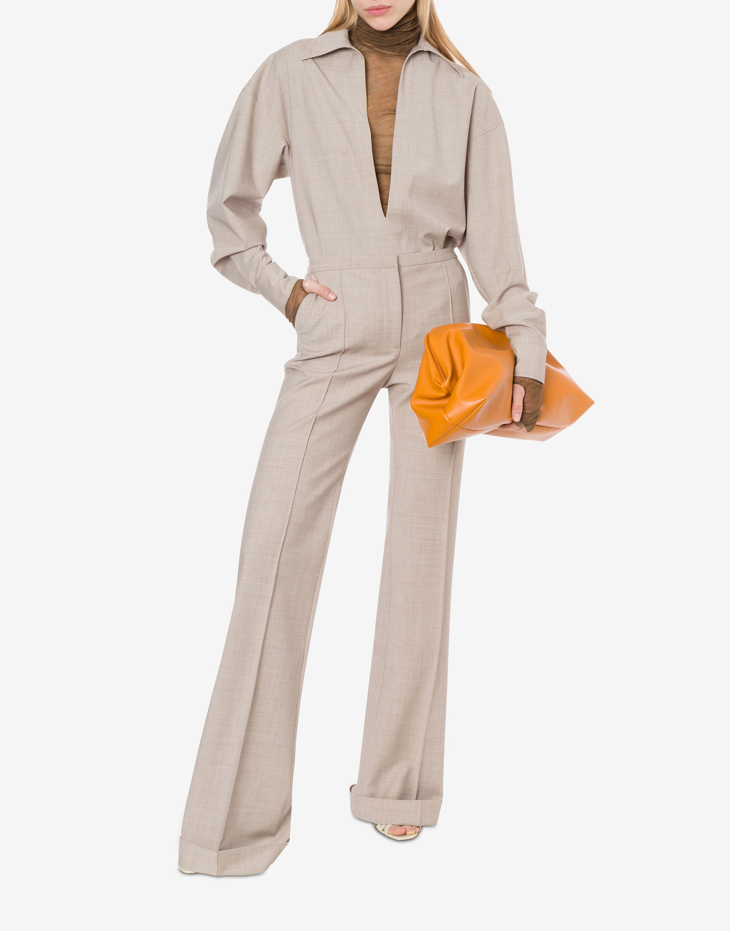 Pantalone a vita bassa in tropical wool、mySite、aoinhome