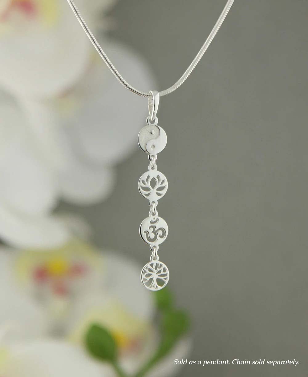 Dainty Sterling Silver Link Pendant with Meaningful Symbols、mySite、topwebapps