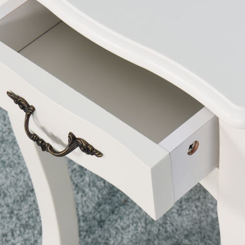 White Bathroom Floor-standing Storage Table with a Drawer、、casual