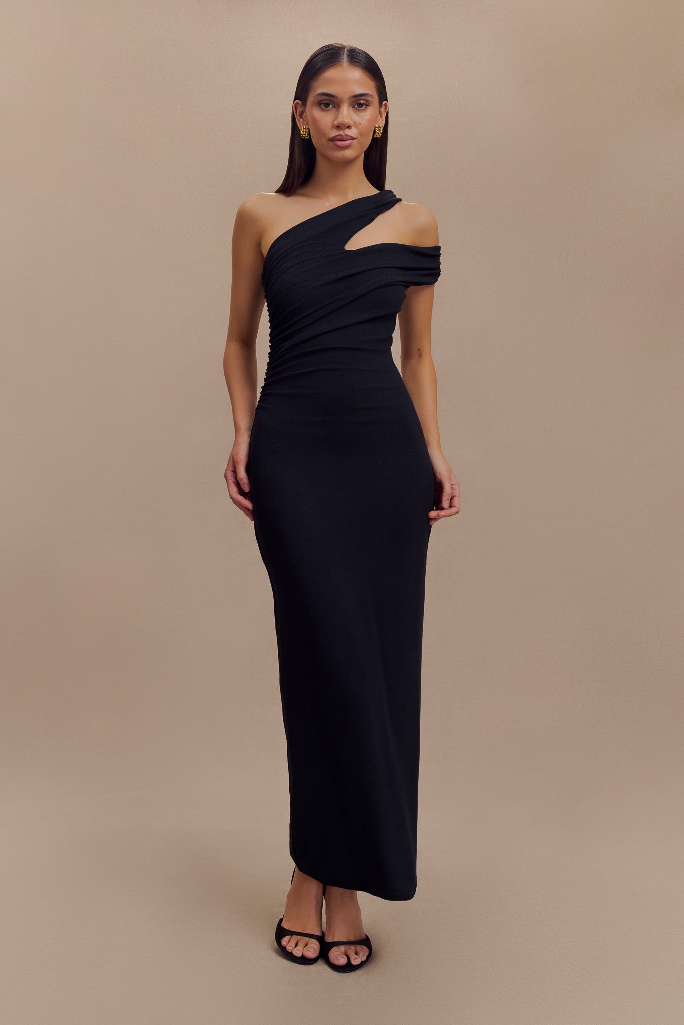 Anastasia One Shoulder Modal Midi Dress - Black、mySite、solidvoid