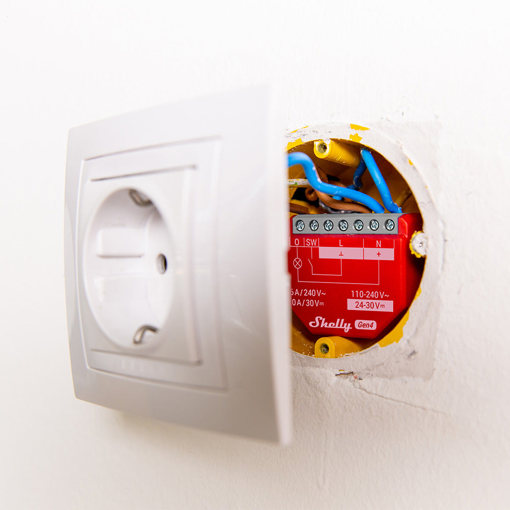 Shelly 1PM Gen4 - Módulo para Interruptor 1 botão ou Portão de Garagem 16A WiFi/BT/Zigbee、mySite、fannypackpong